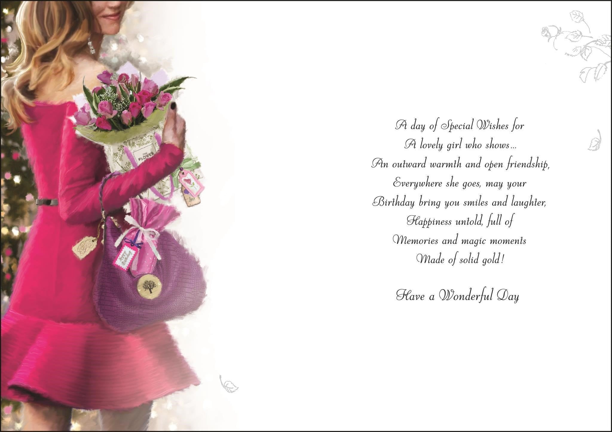 Inside of 21st Birthday Pink Bag Greetings Card