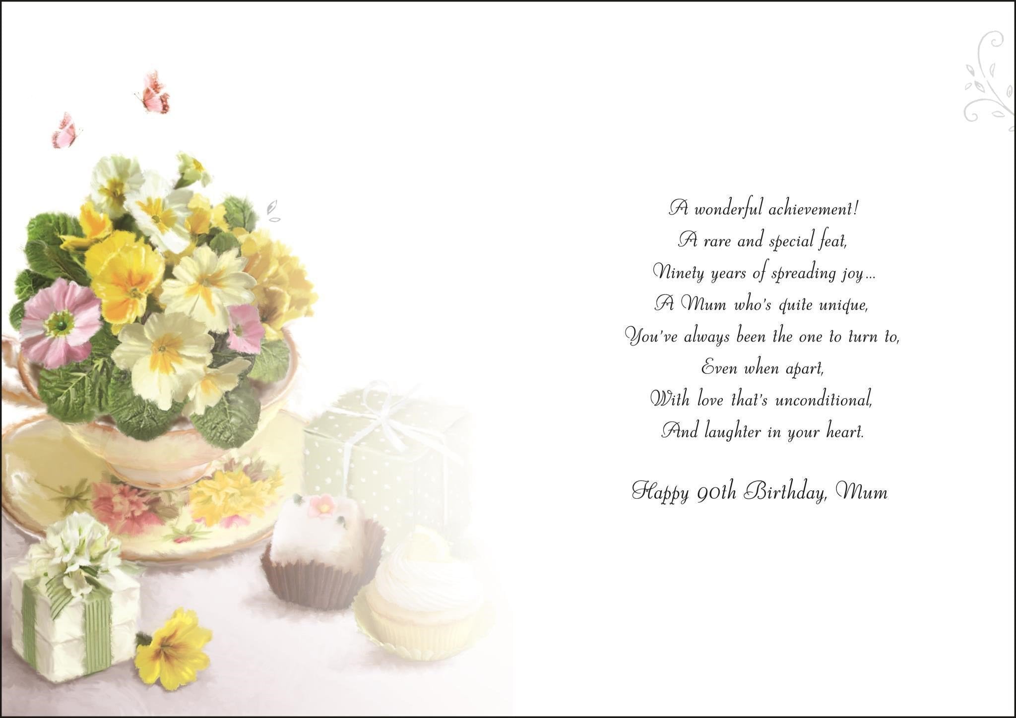 Inside of Mum Birthday 90th Delights Greetings Card