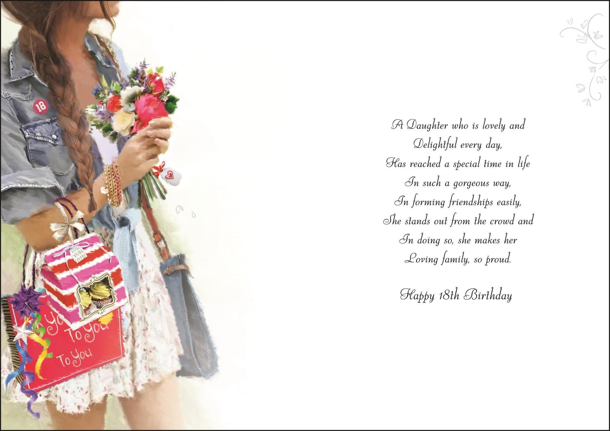 Inside of Daughter 18th Birthday Denim Jacket Greetings Card