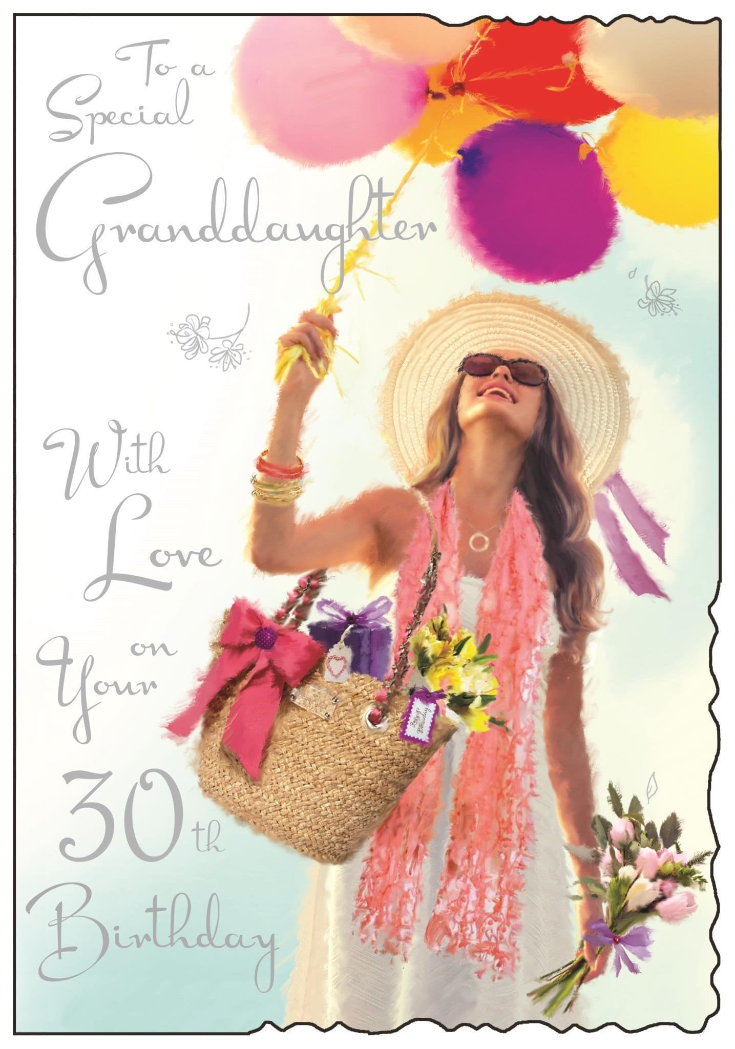 Front of Granddaughter 30th Birthday Dress Greetings Card