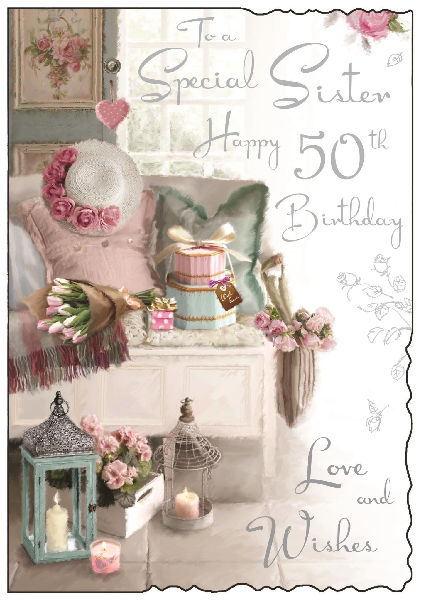 Front of Sister 50th Birthday Home Greetings Card