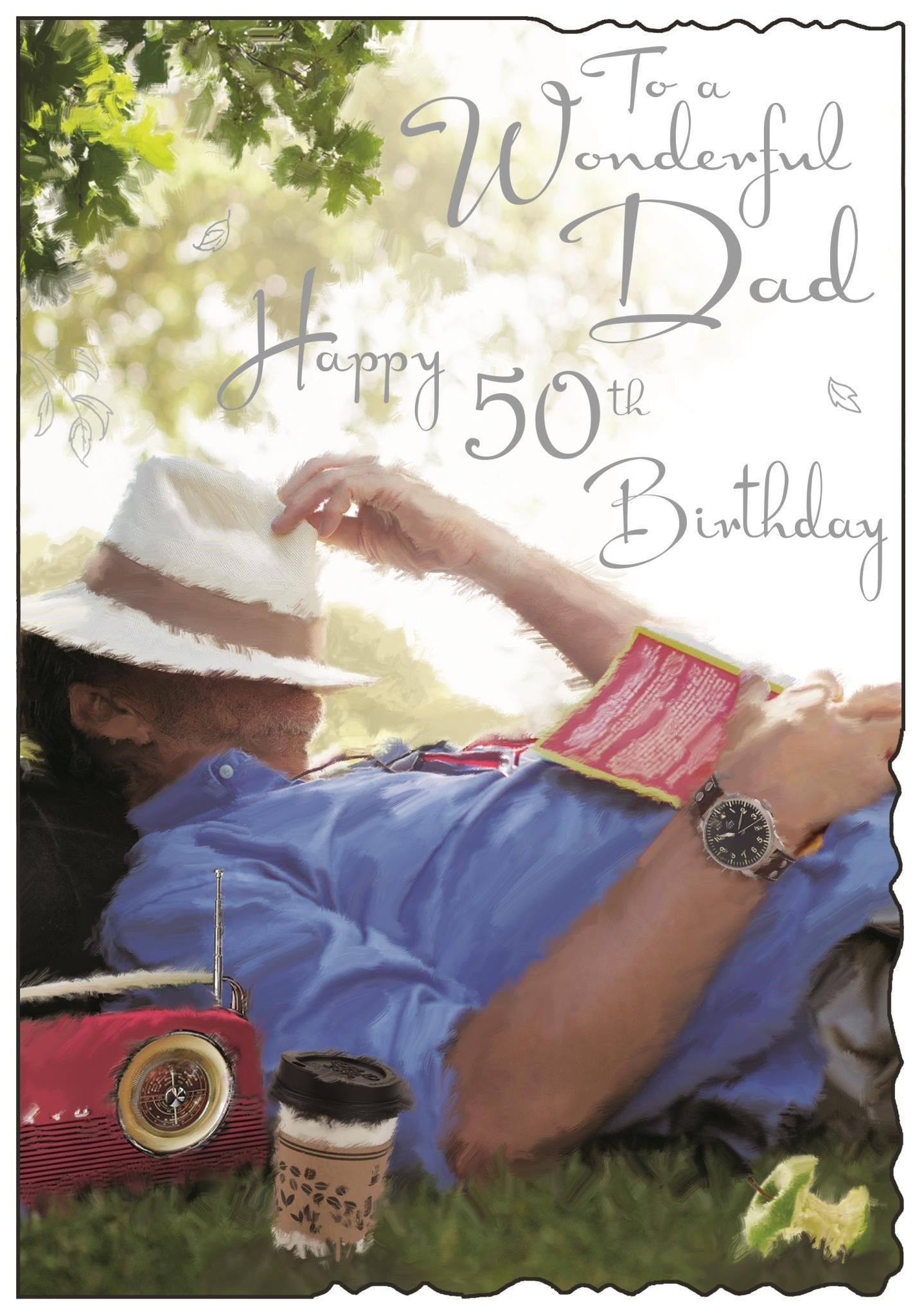 Front of Dad 50th Birthday Relax Greetings Card