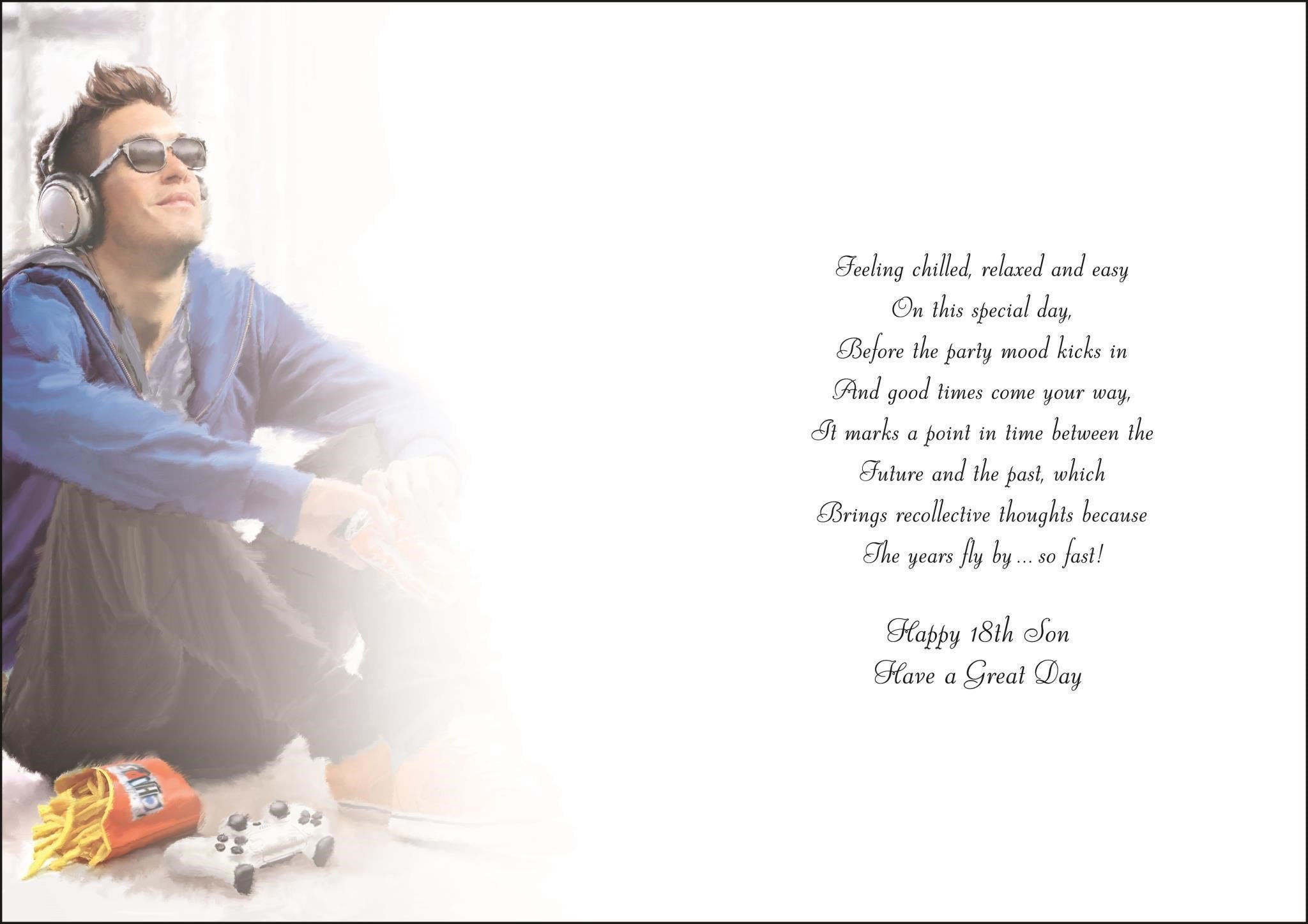 Inside of Son 18th Birthday Music Greetings Card