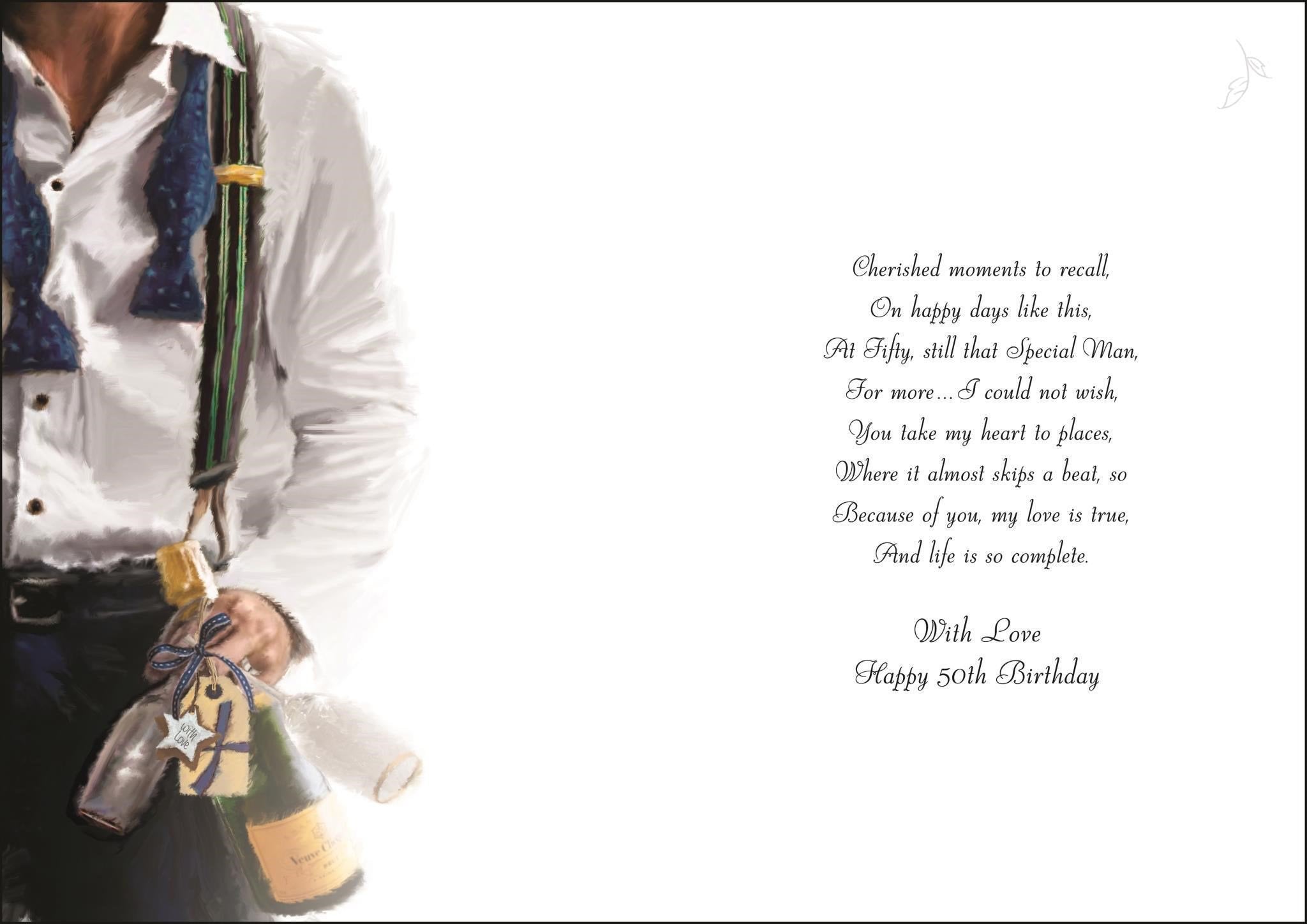 Inside of Husband 50th Greetings Card