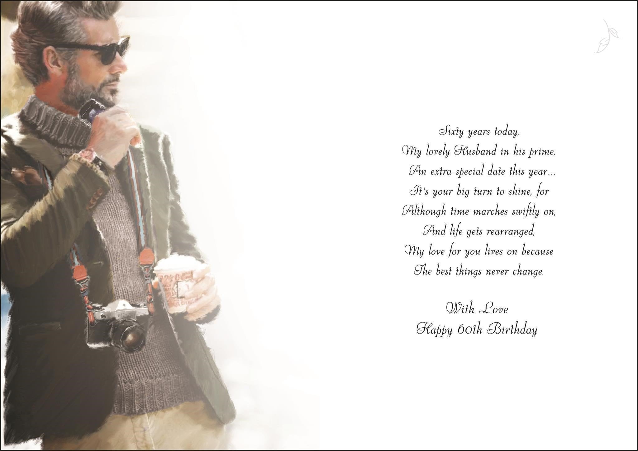 Inside of Husband 60th Greetings Card