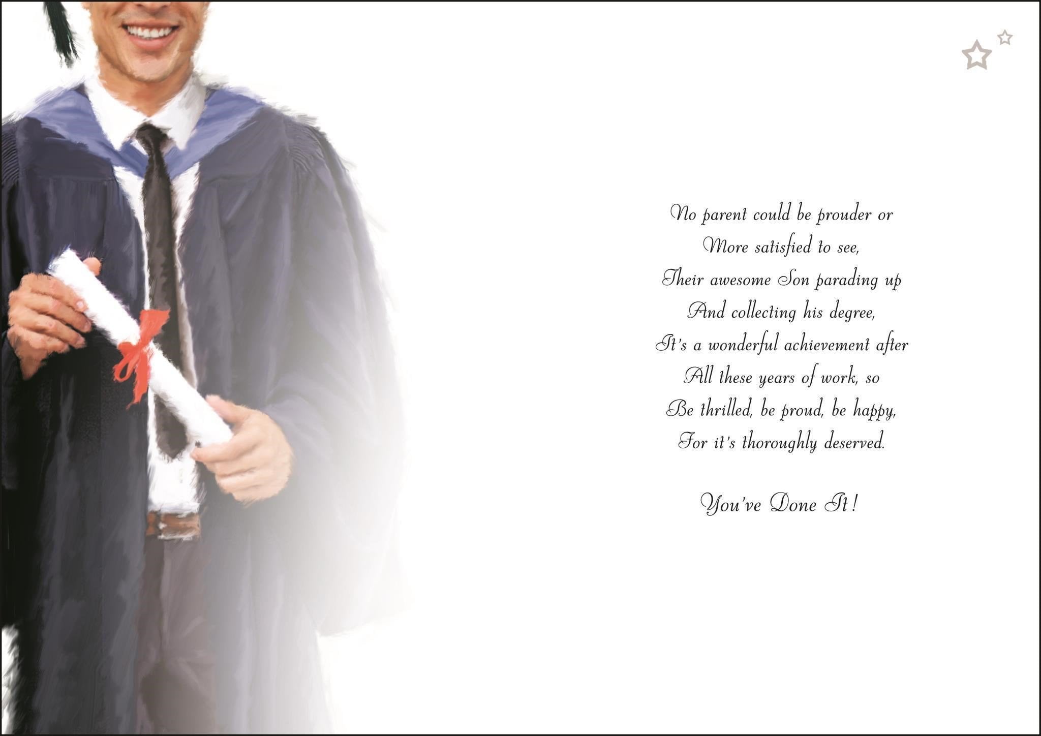 Inside of Graduation of Son Greetings Card