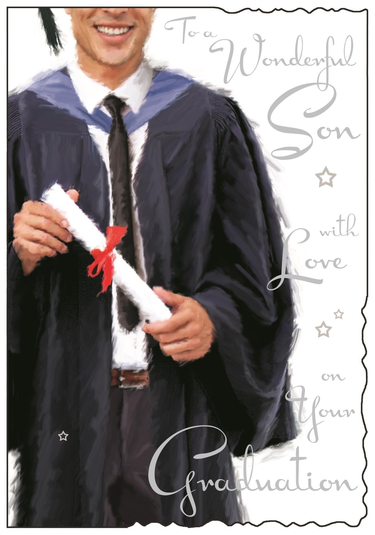 Front of Graduation of Son Greetings Card