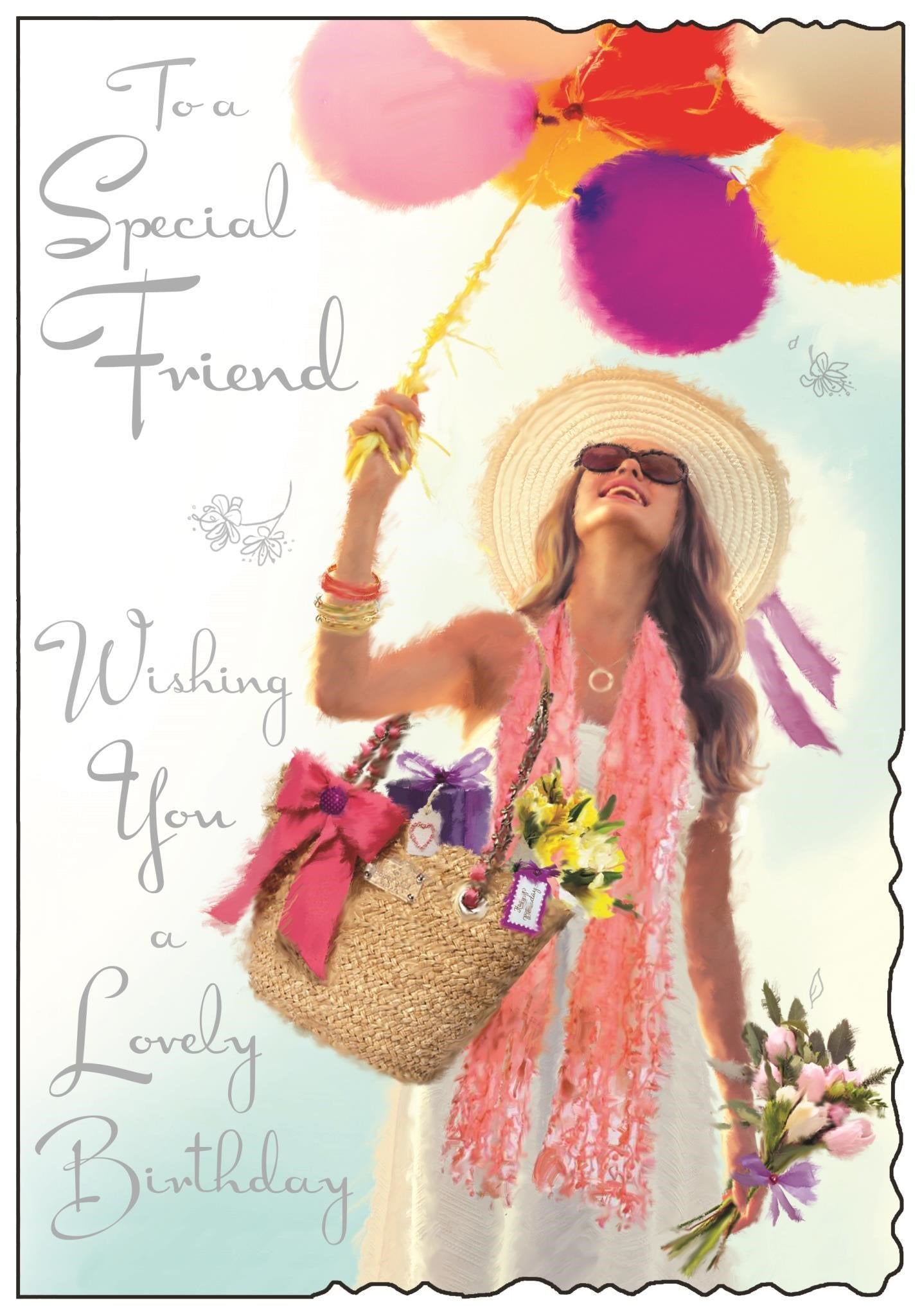 Front of Special Friend Birthday Balloons Greetings Card