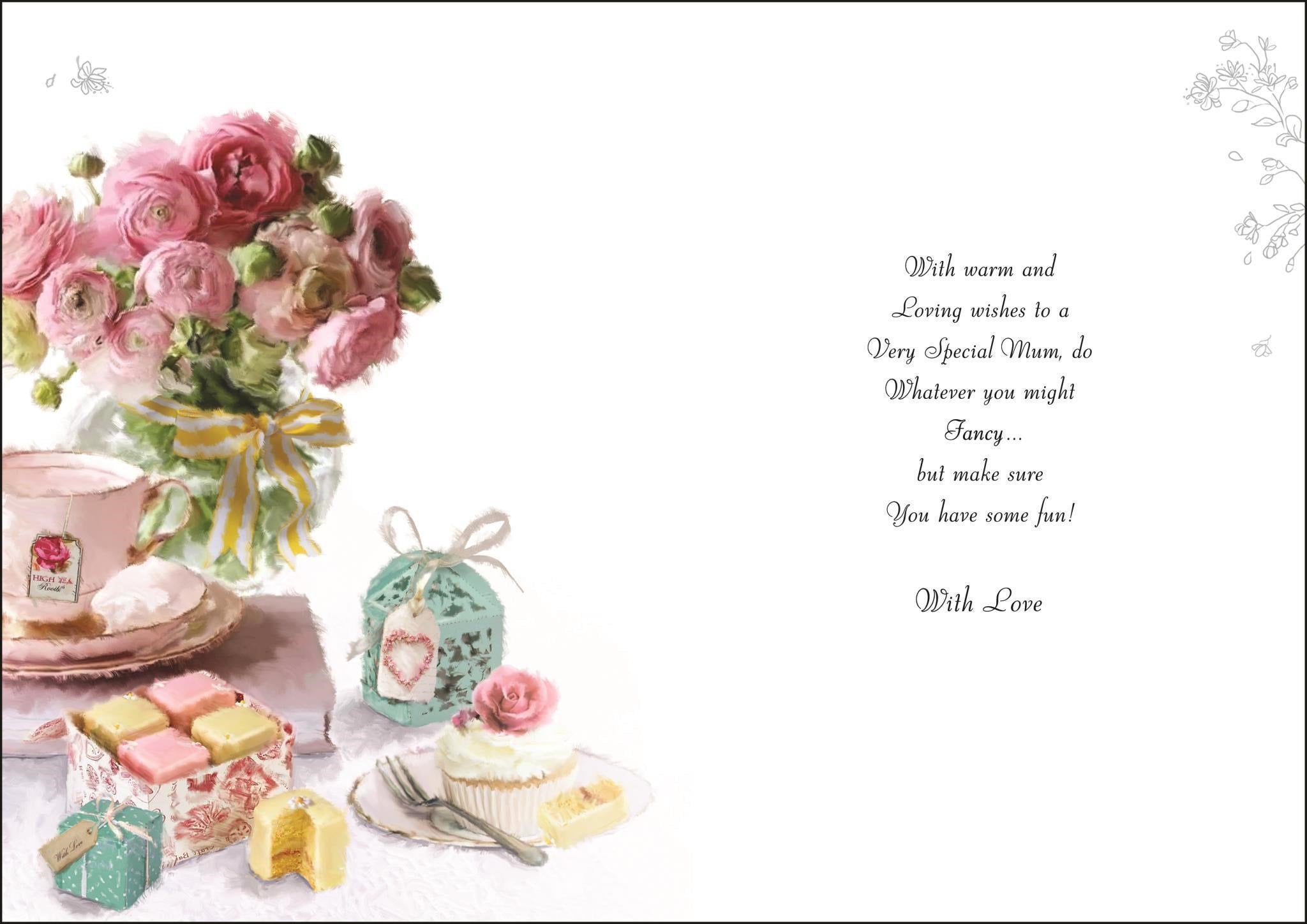 Inside of Mum French Fancies Birthday Greetings Card