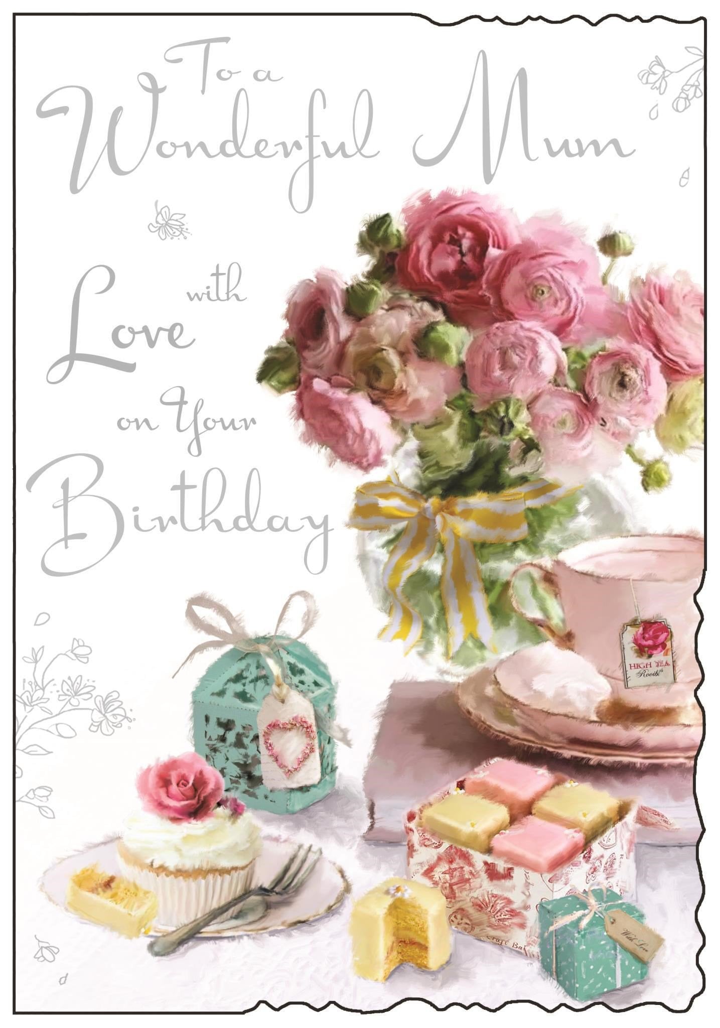 Front of Mum French Fancies Birthday Greetings Card