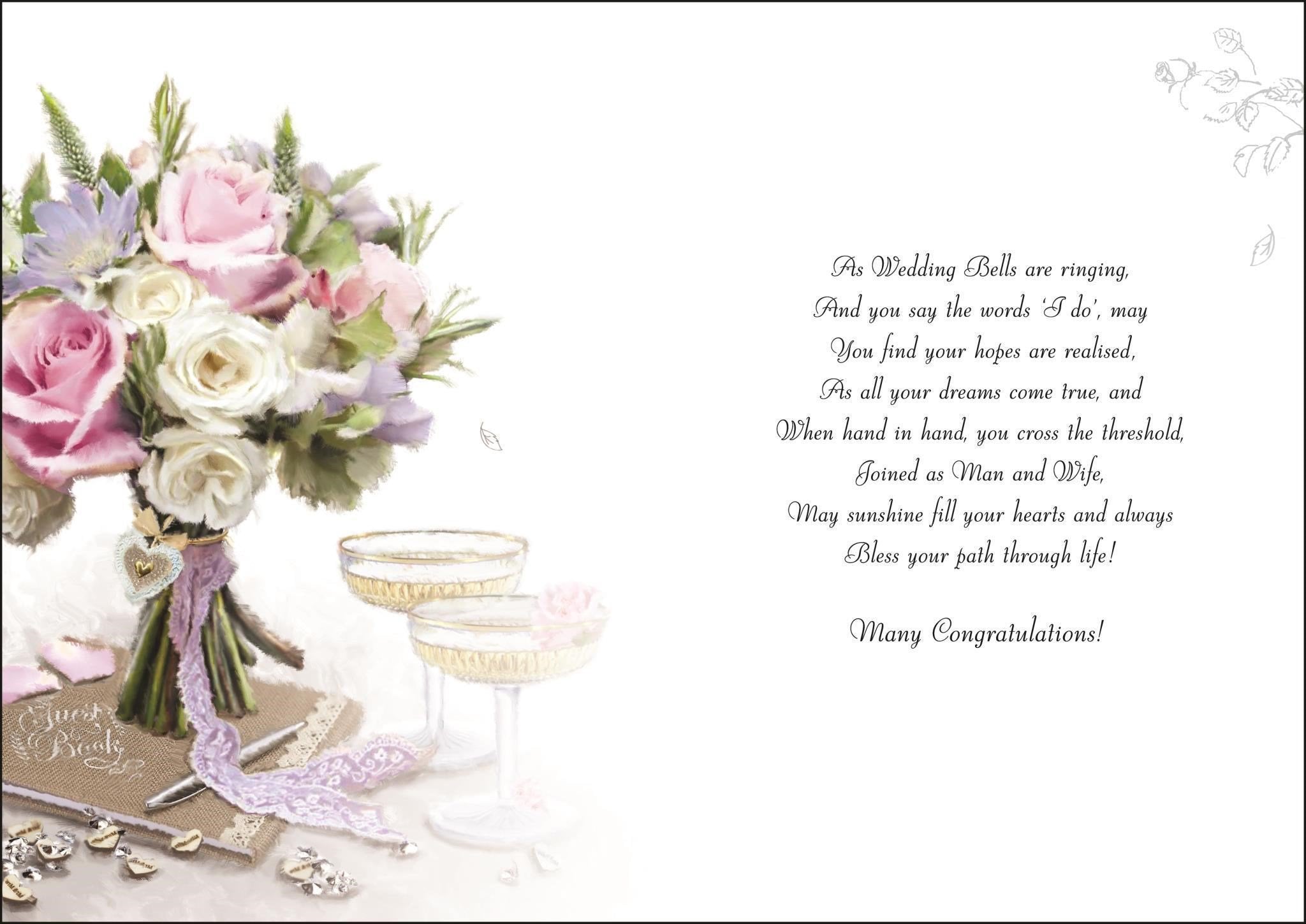 Inside of Wedding Day Wishes Bouquet Greetings Card