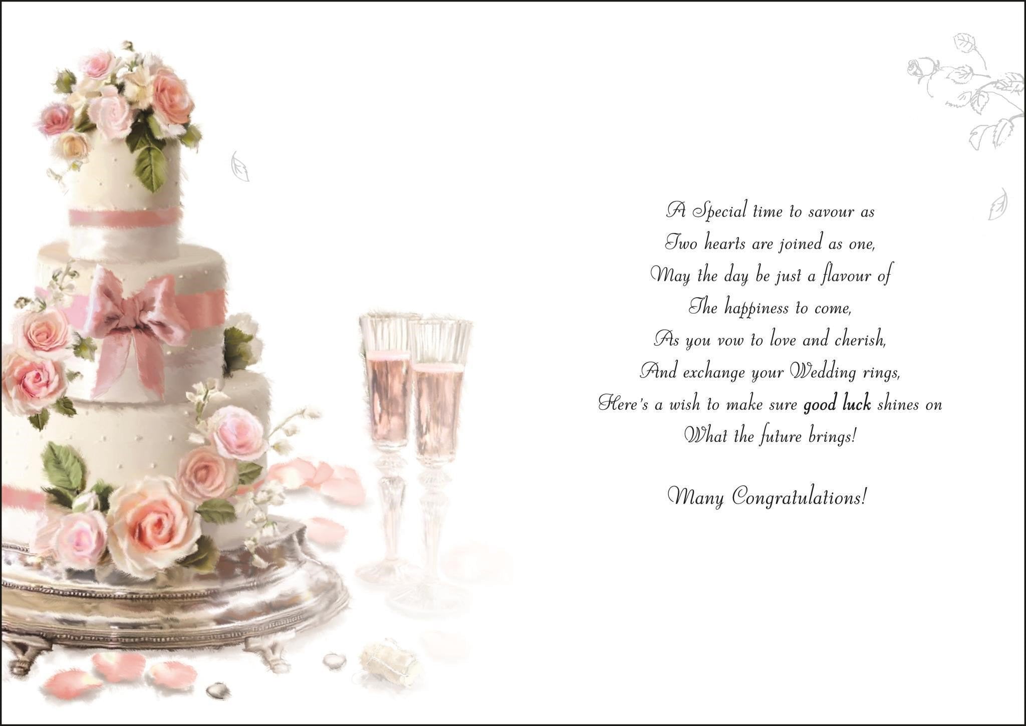 Inside of On Your Wedding Day Cake Greetings Card