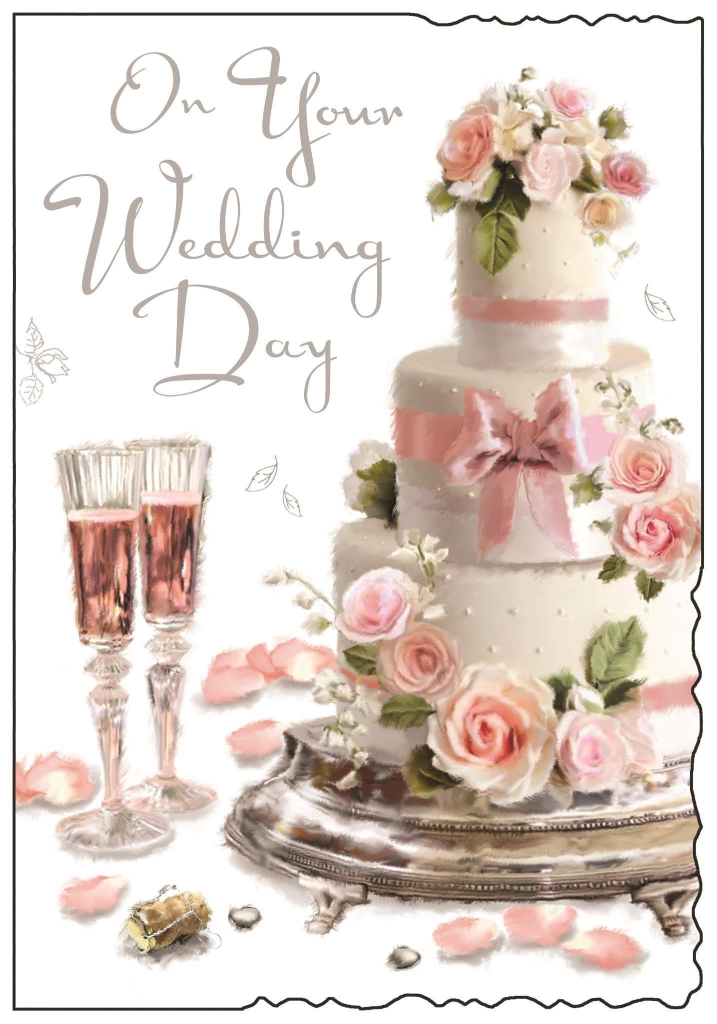 Front of On Your Wedding Day Cake Greetings Card