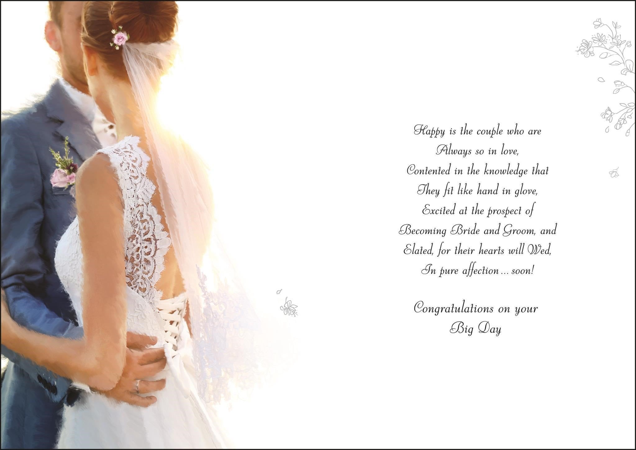 Inside of To The Happy Couple Blue Suit Greetings Card