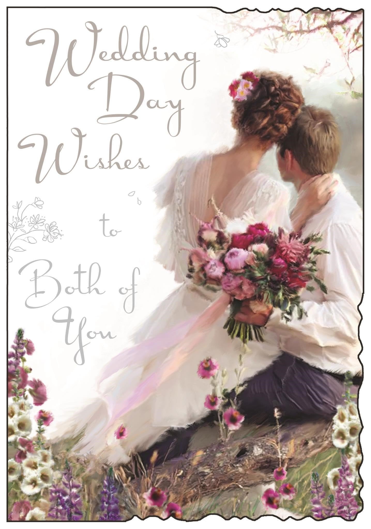 Front of Wedding Day Wishes Sitting Couple Greetings Card