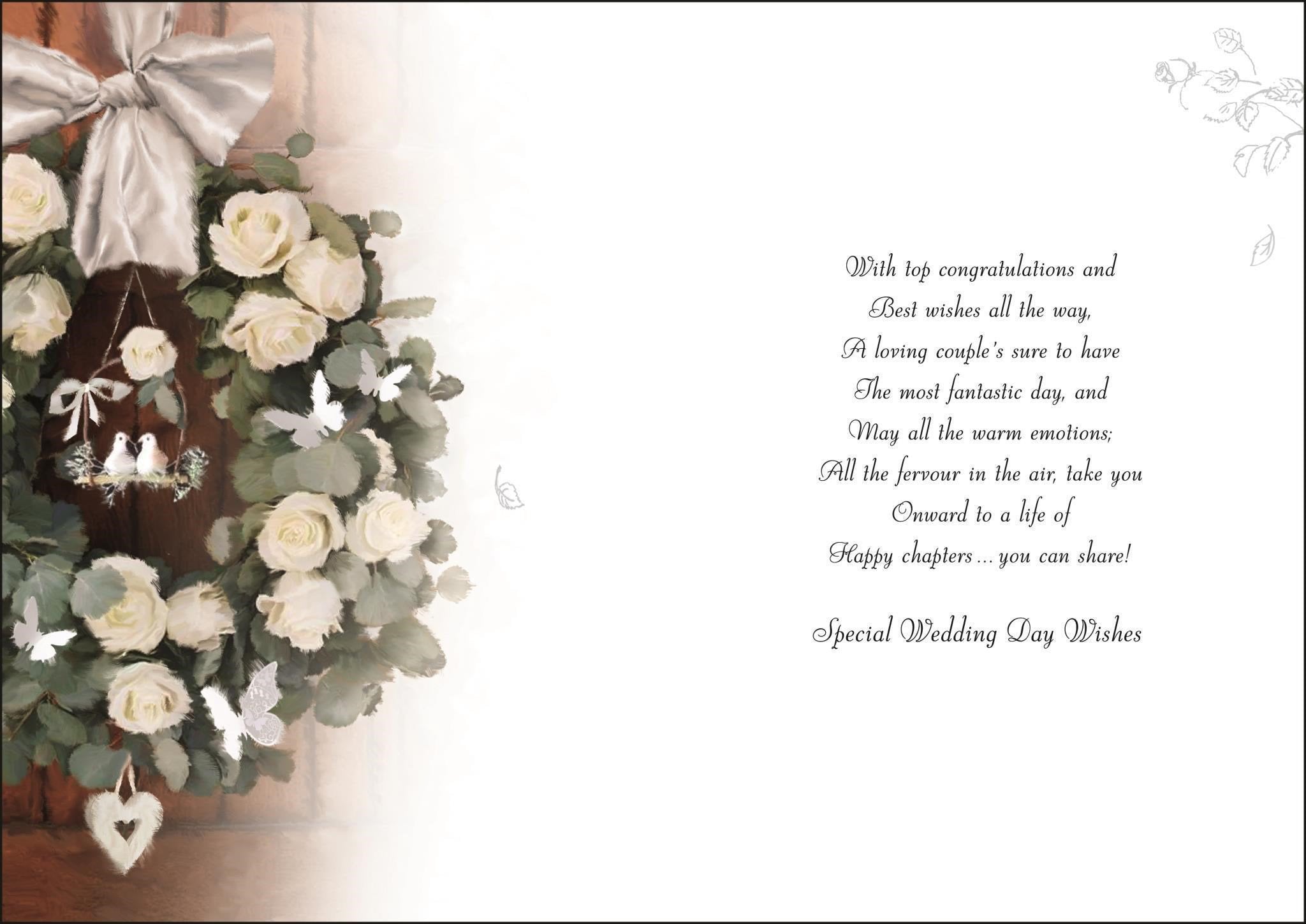 Inside of To The Happy Couple Wreath Greetings Card