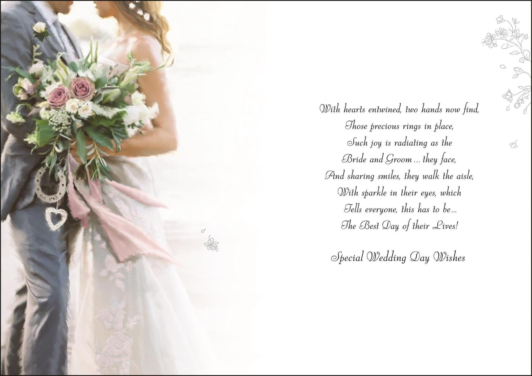 Inside of To The Bride & Groom Grey Suit Greetings Card