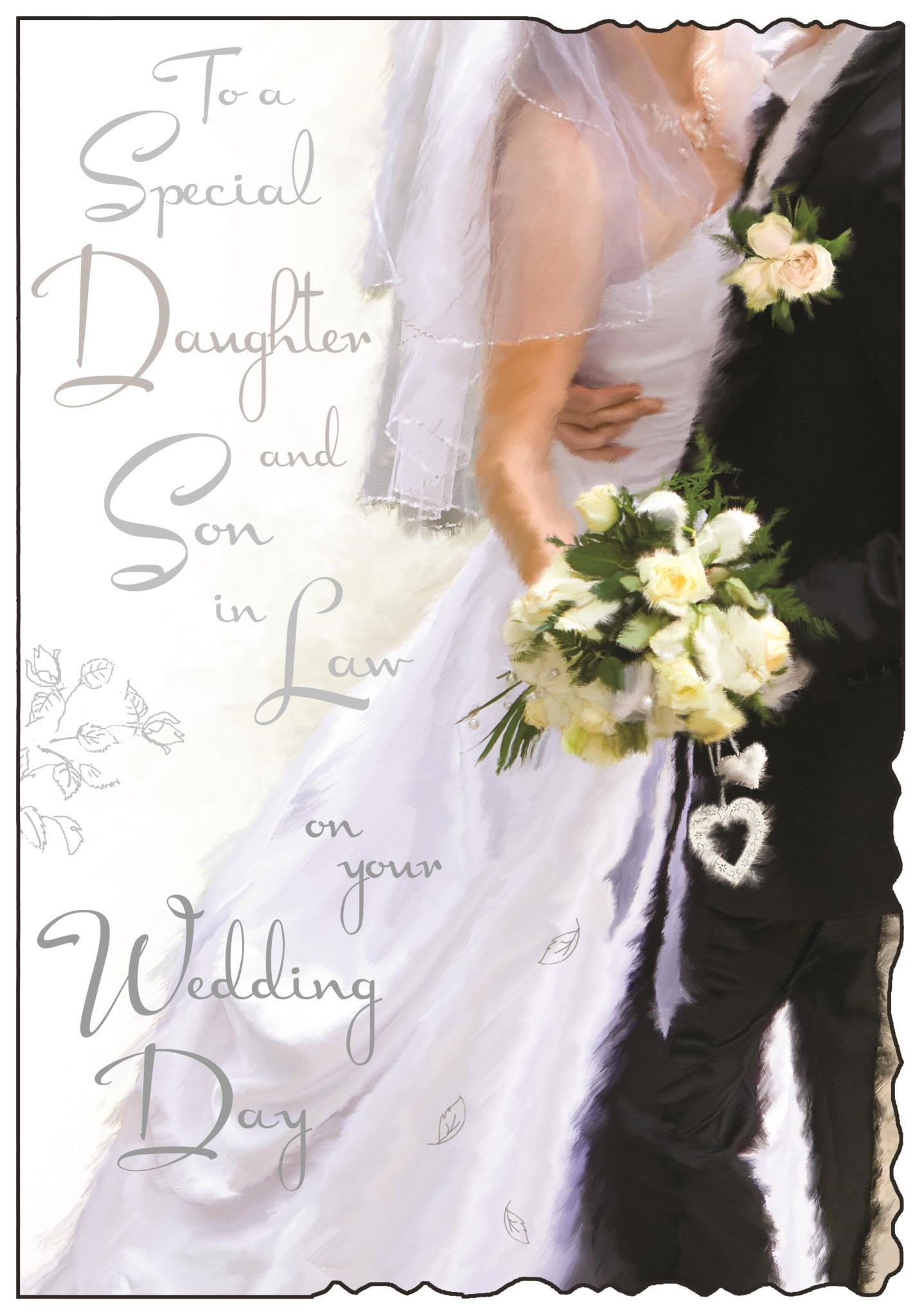 Front of Wedding Daughter & SIL Black Suit Greetings Card