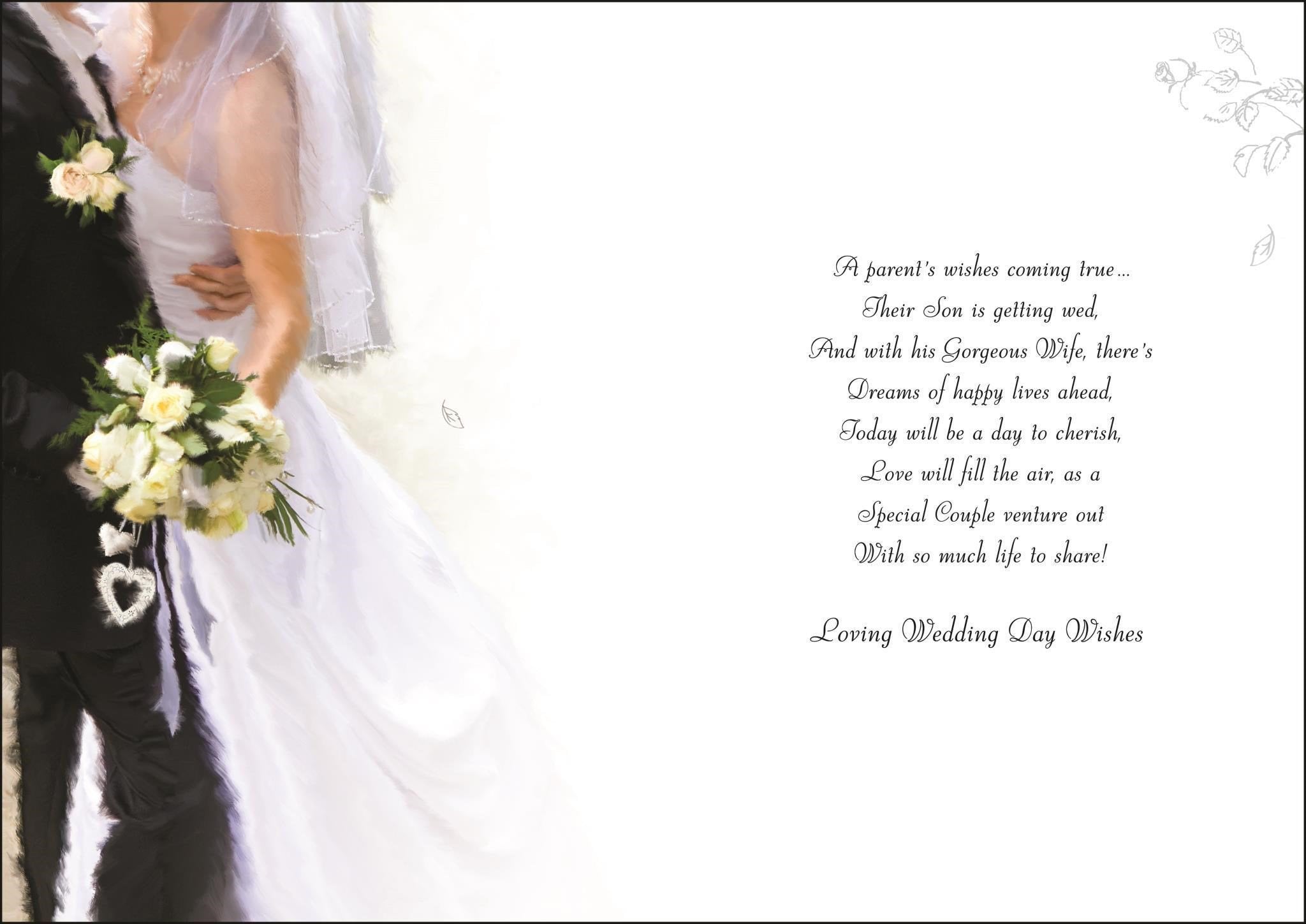 Inside of Wedding Son & DIL Black Suit Greetings Card