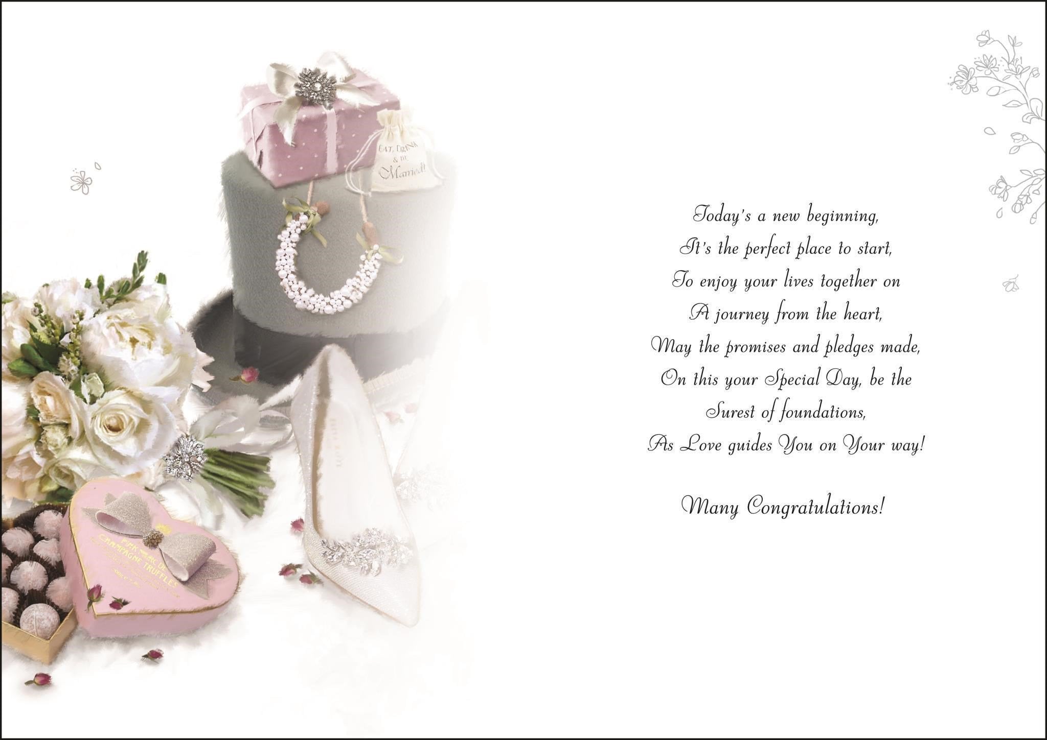 Inside of Wedding Niece & Husband Top Hat Greetings Card