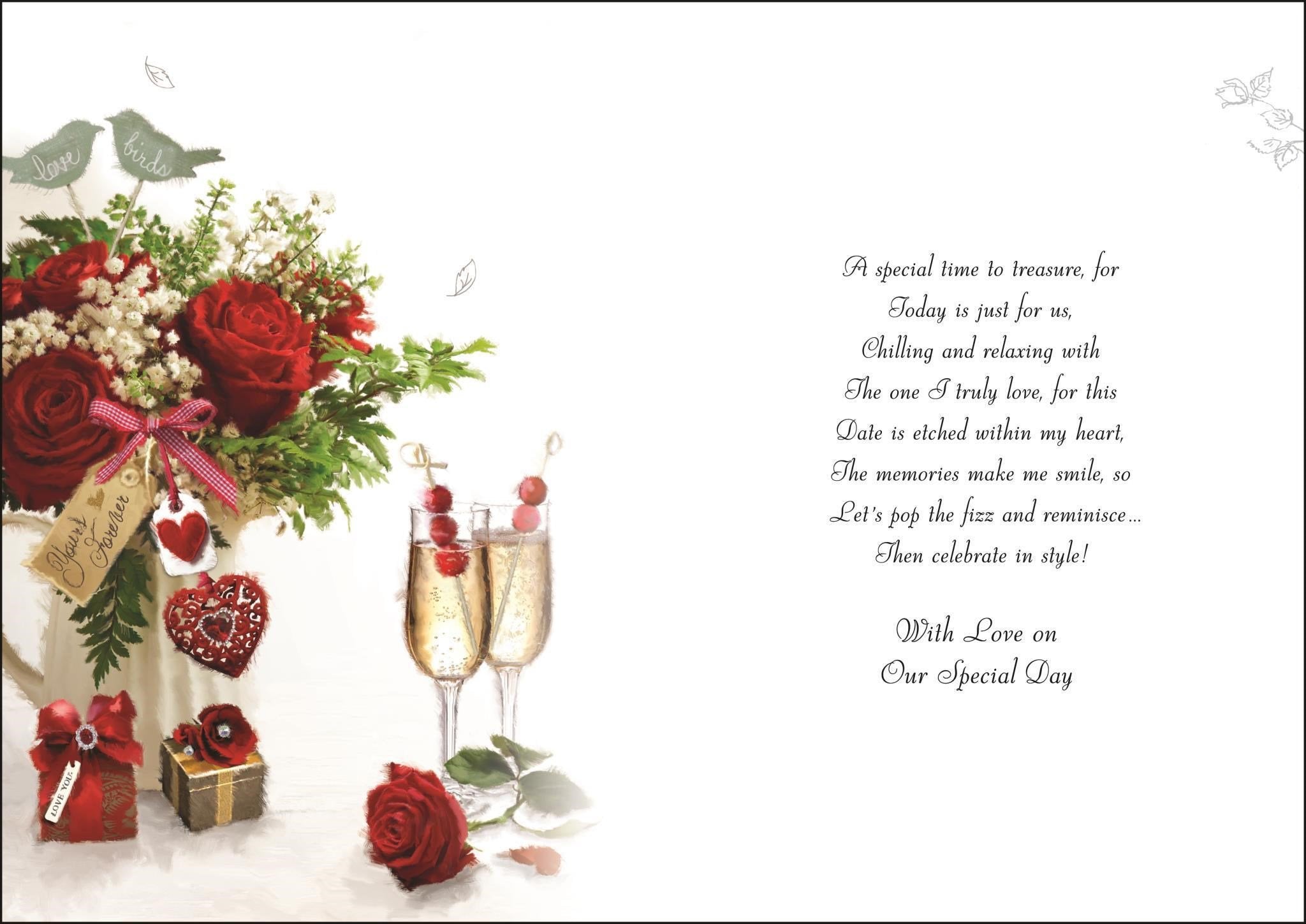 Inside of One I Love Anniversary Birds Greetings Card