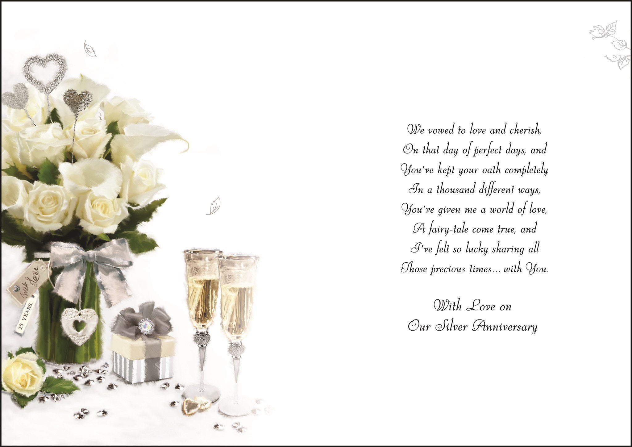 Inside of Wife Silver Anniversary Bouquet Greetings Card