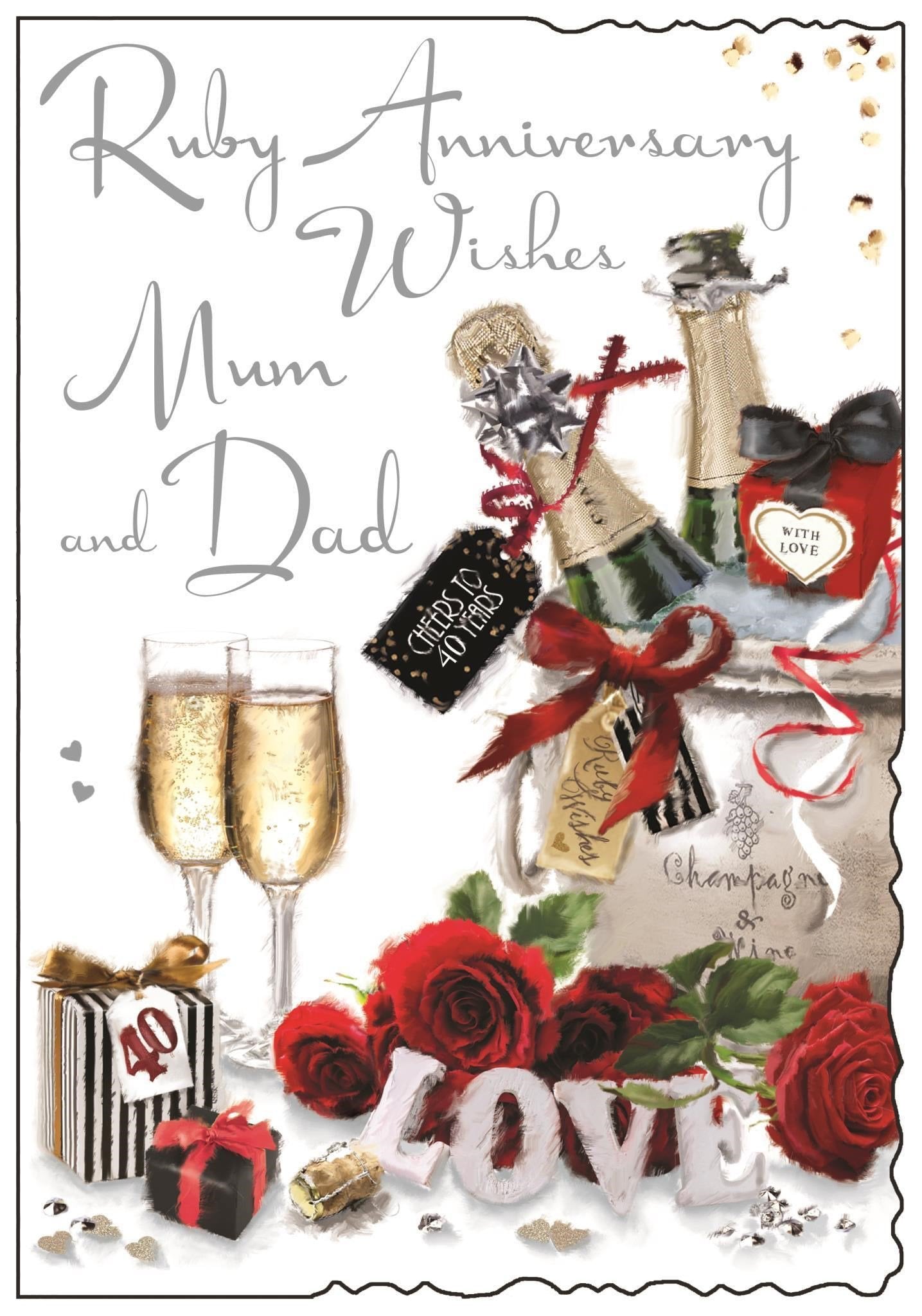Front of Mum & Dad Ruby Anniversary Love Greetings Card