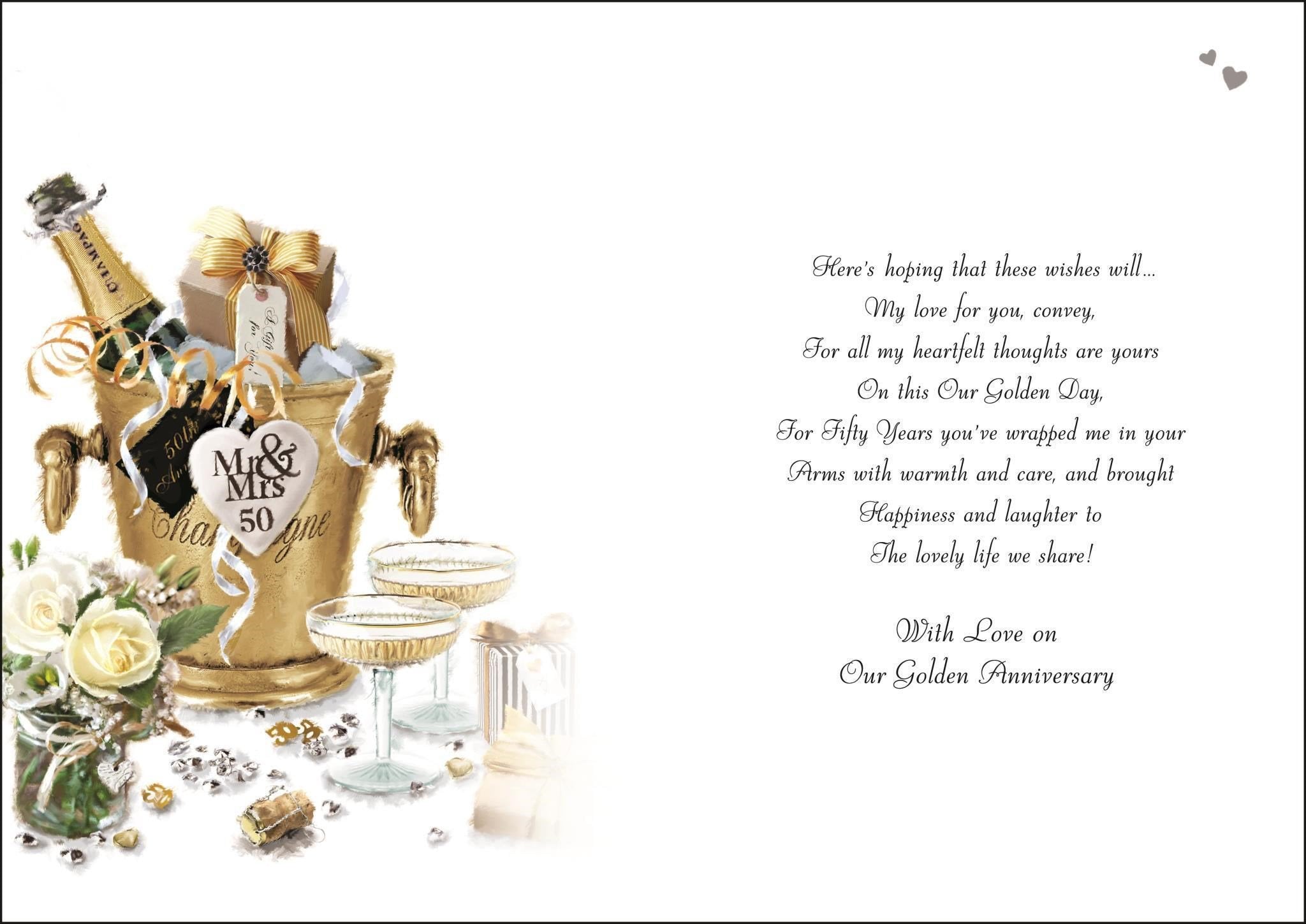 Inside of Husband Golden Anniversary Toast Greetings Card