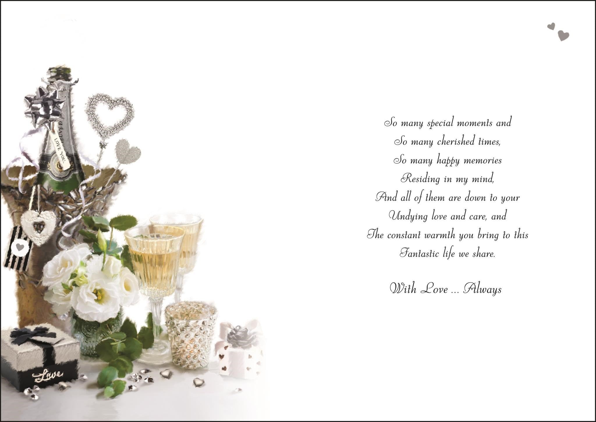 Inside of On Our Anniversary All my Love Greetings Card