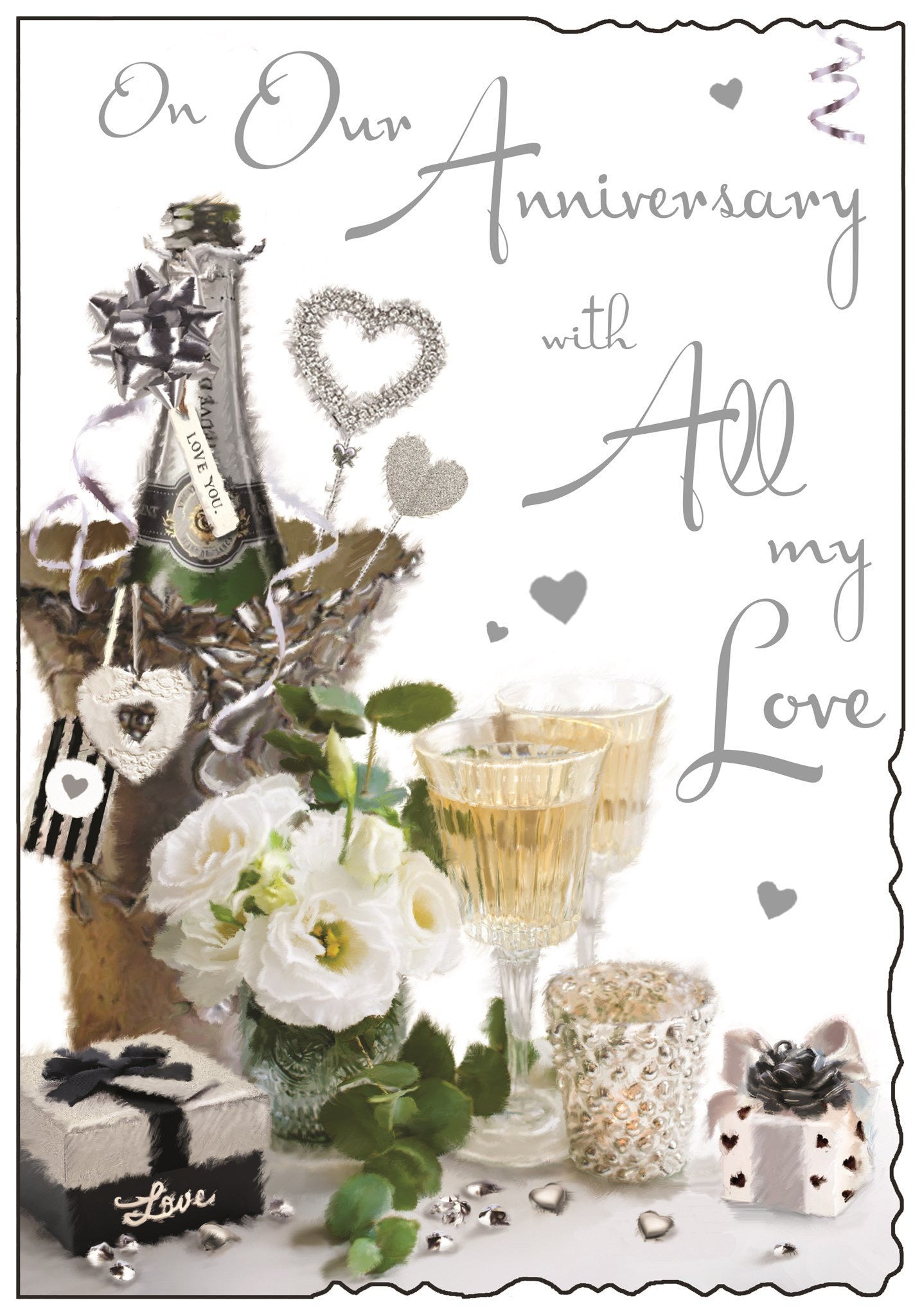Front of On Our Anniversary All my Love Greetings Card