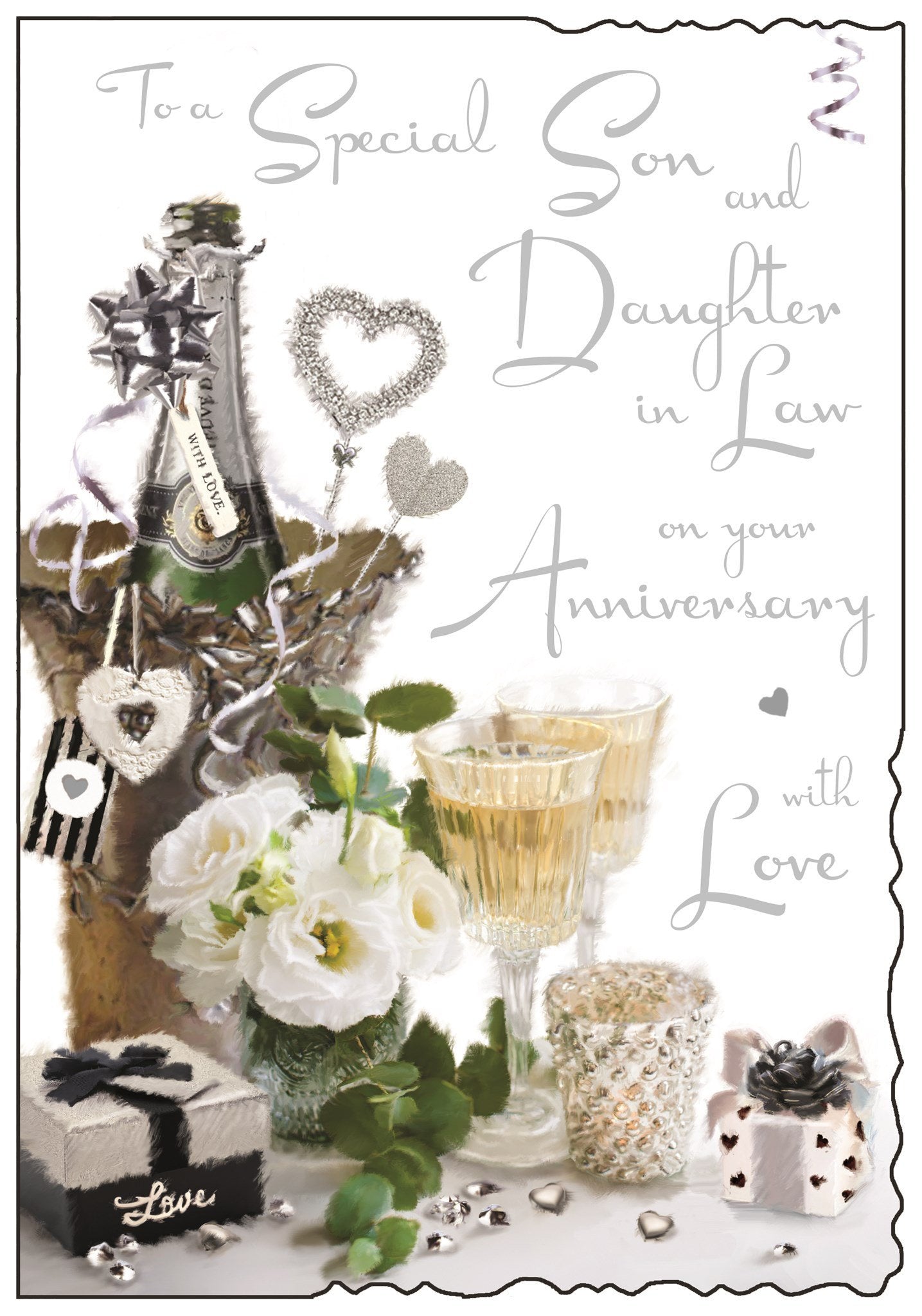 Front of Son & Daughter in Law Anniversary Greetings Card