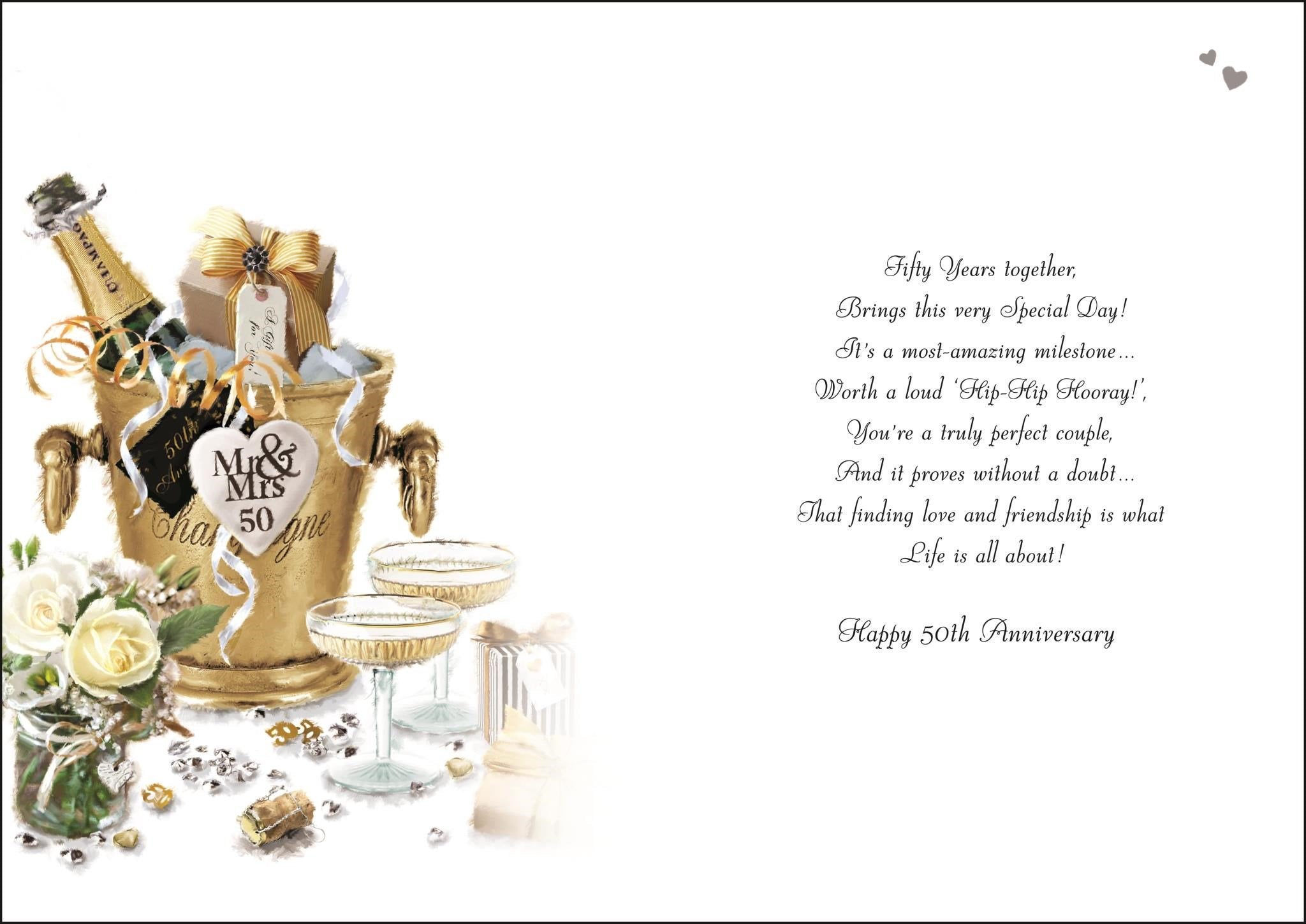 Inside of Open Golden Anniversary Greetings Card