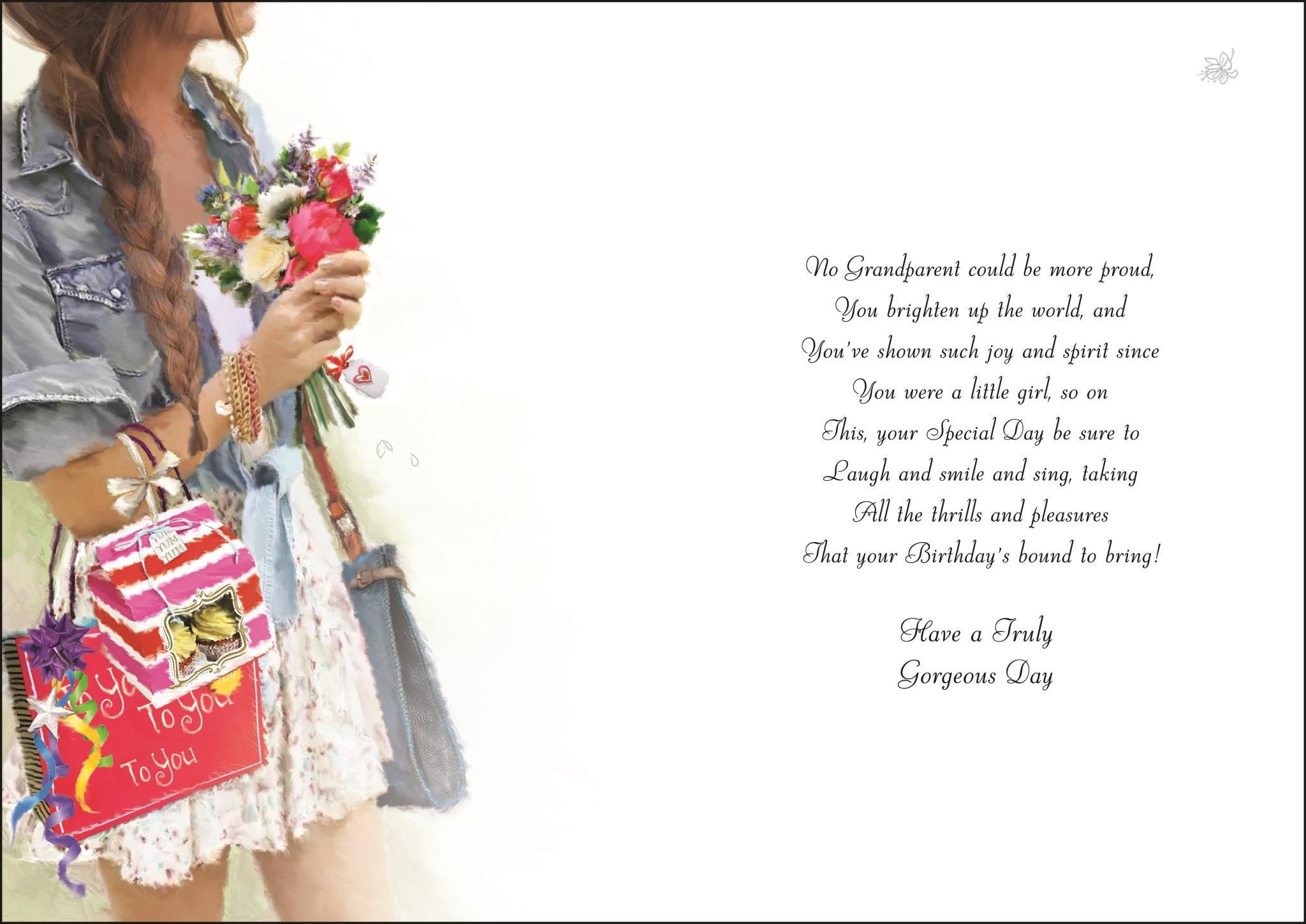 Inside of Granddaughter Denim Jacket Birthday Greetings Card