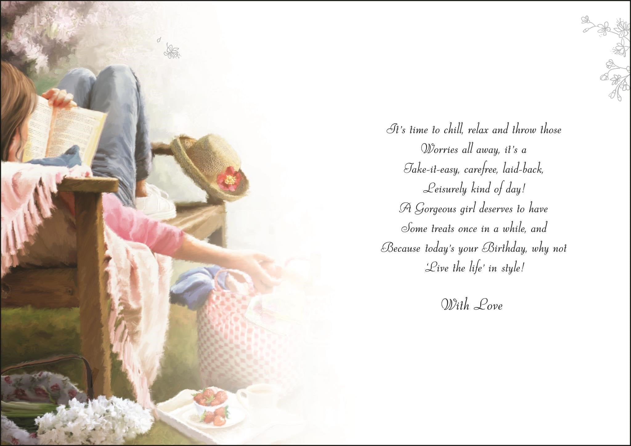 Inside of Granddaughter Reading Birthday Greetings Card