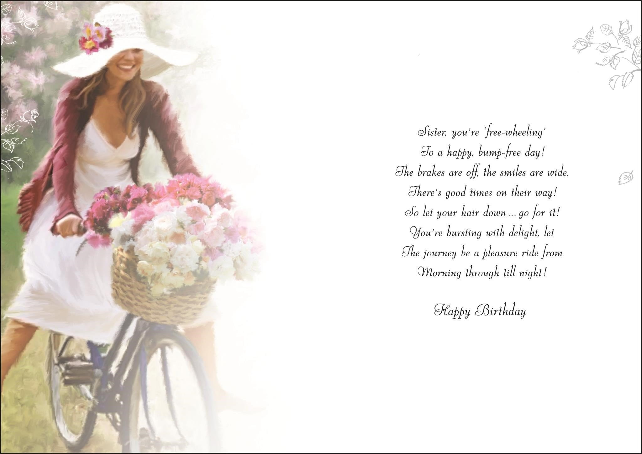 Inside of Sister Bike Birthday Greetings Card