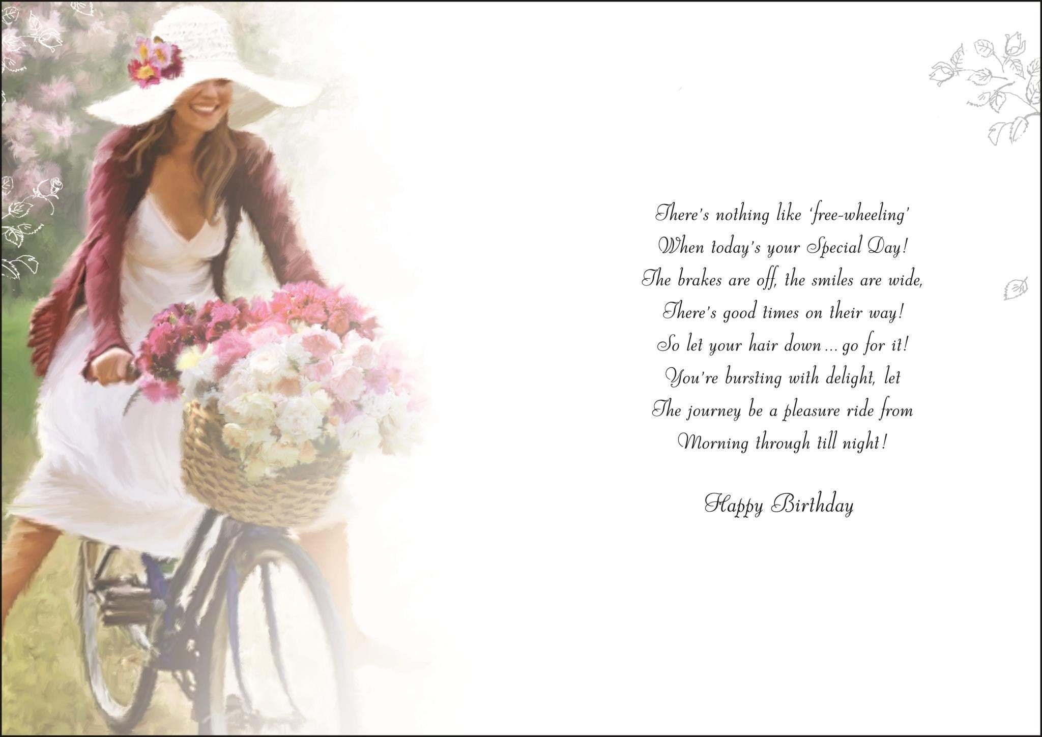 Inside of Special Friend Bike Birthday Greetings Card