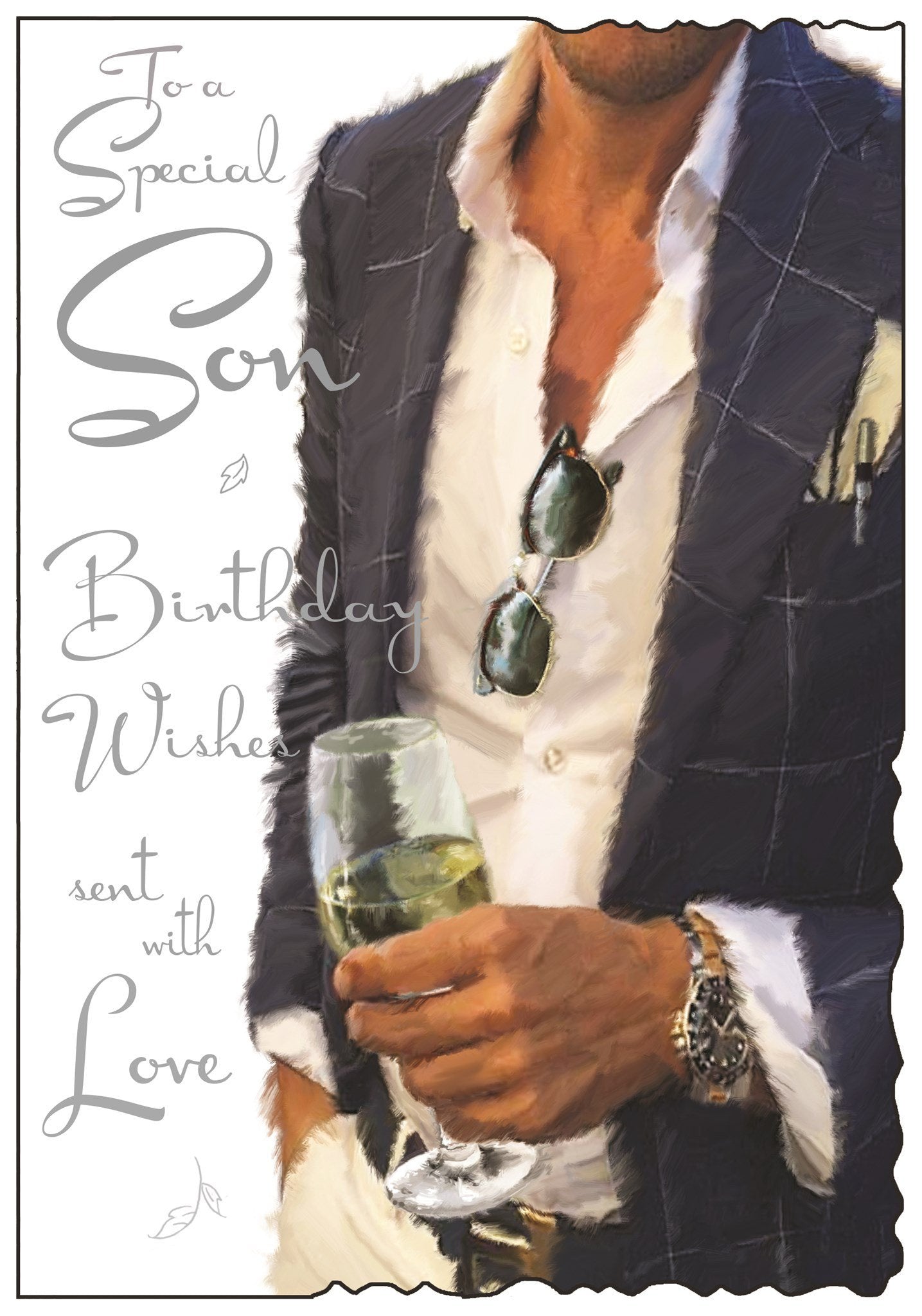 Front of Son Check Jacket Birthday Greetings Card