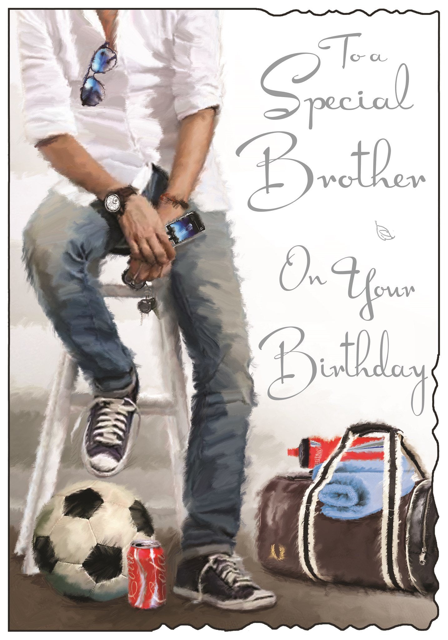 Front of Brother Stool Birthday Greetings Card