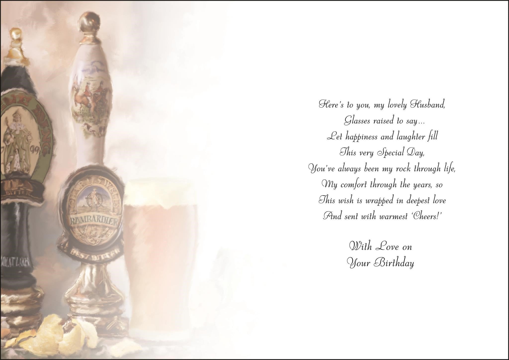Inside of Husband Beer Birthday Greetings Card