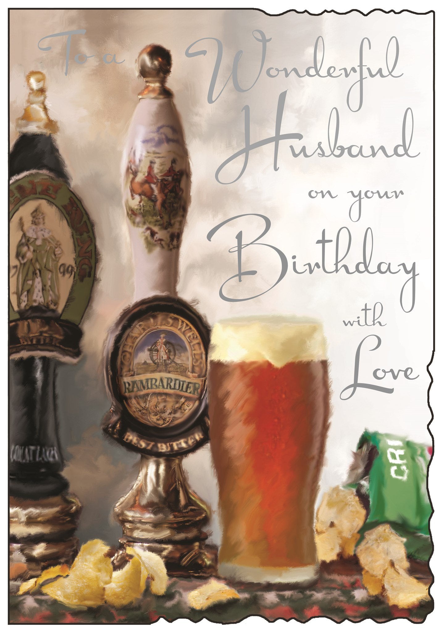 Front of Husband Beer Birthday Greetings Card