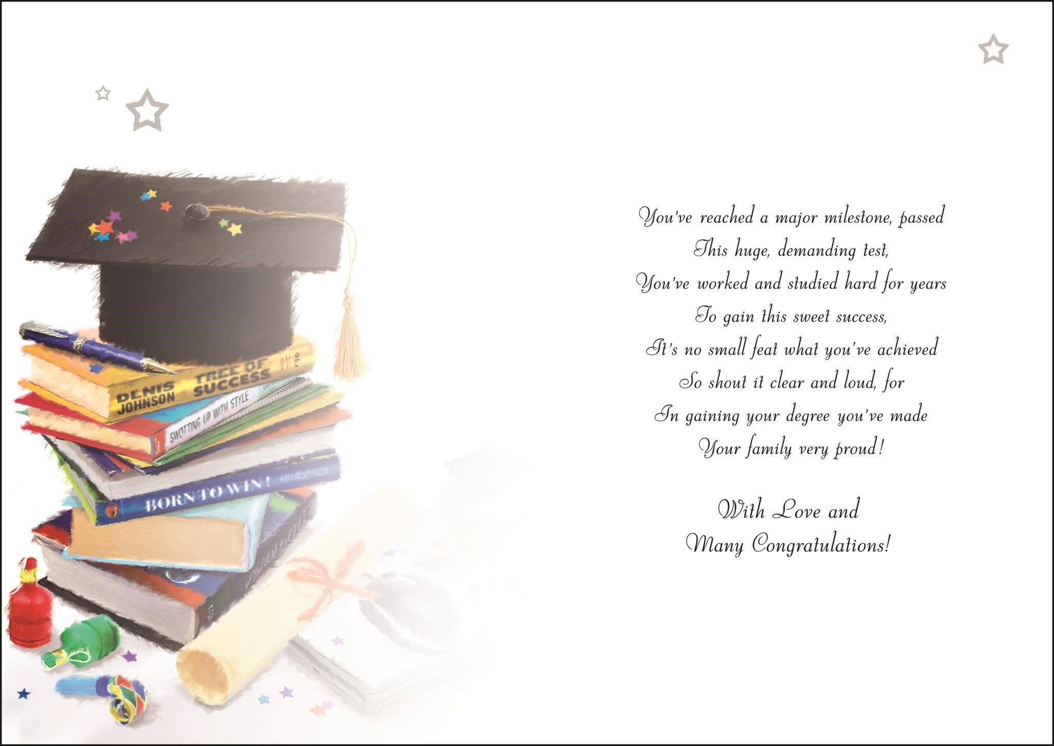 Inside of Graduation of Granddaughter Hat Greetings Card