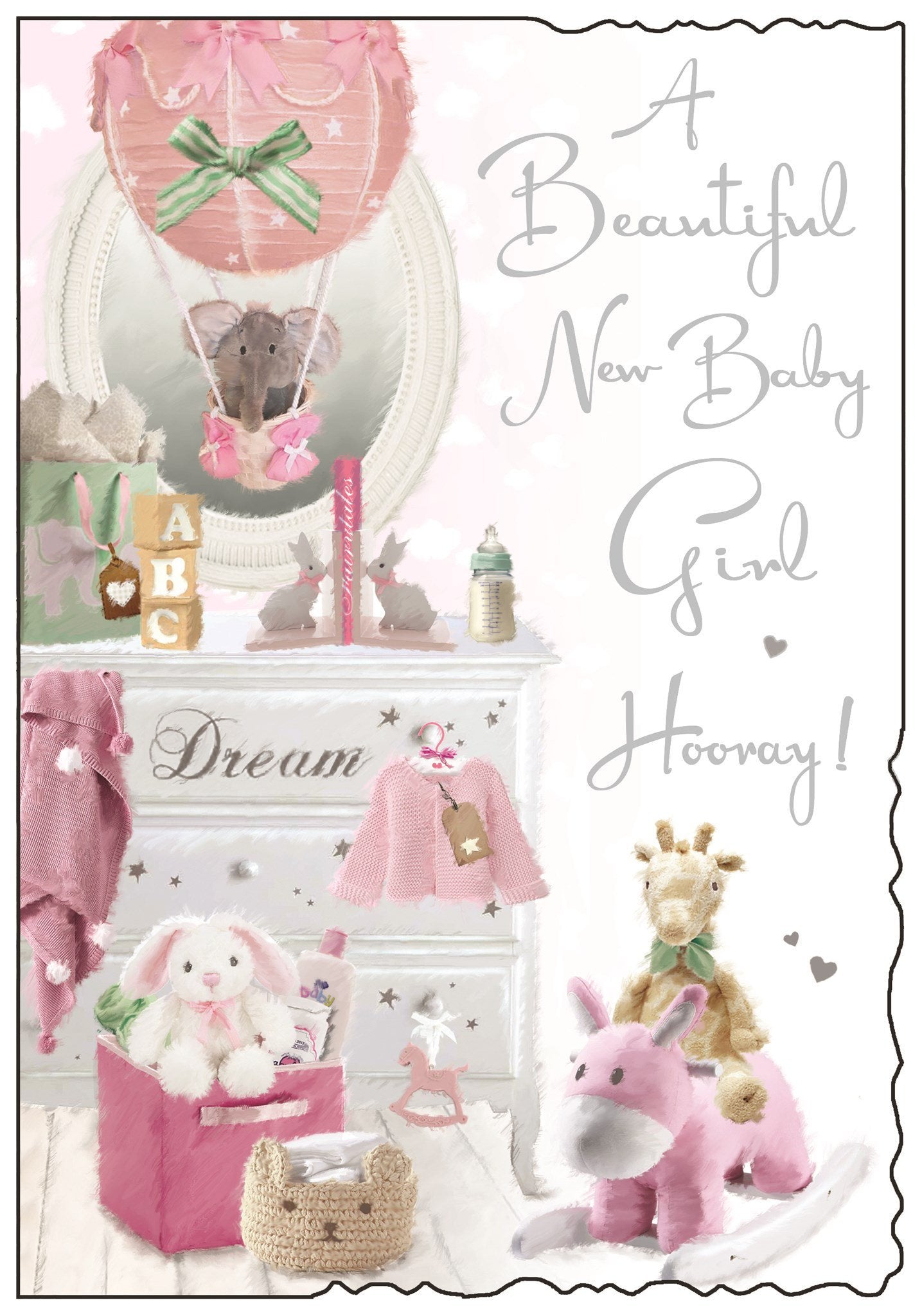 Front of New Baby Girl Hooray Greetings Card