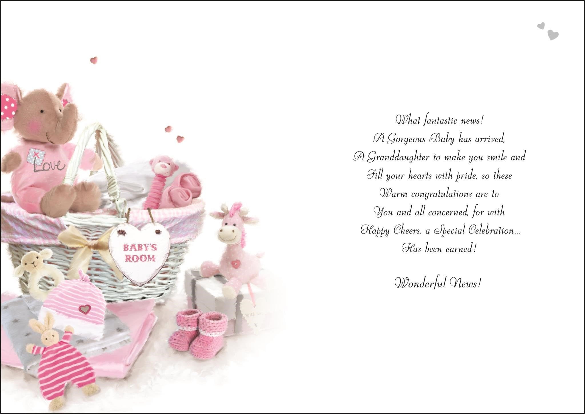 Inside of Congrats New Granddaughter Greetings Card
