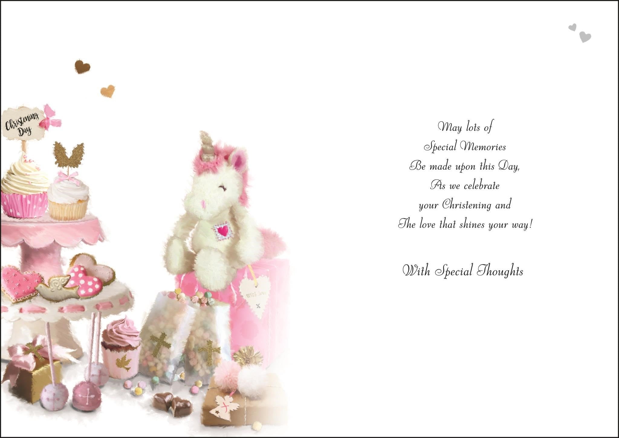 Inside of Christening Day Girl Wishes Greetings Card