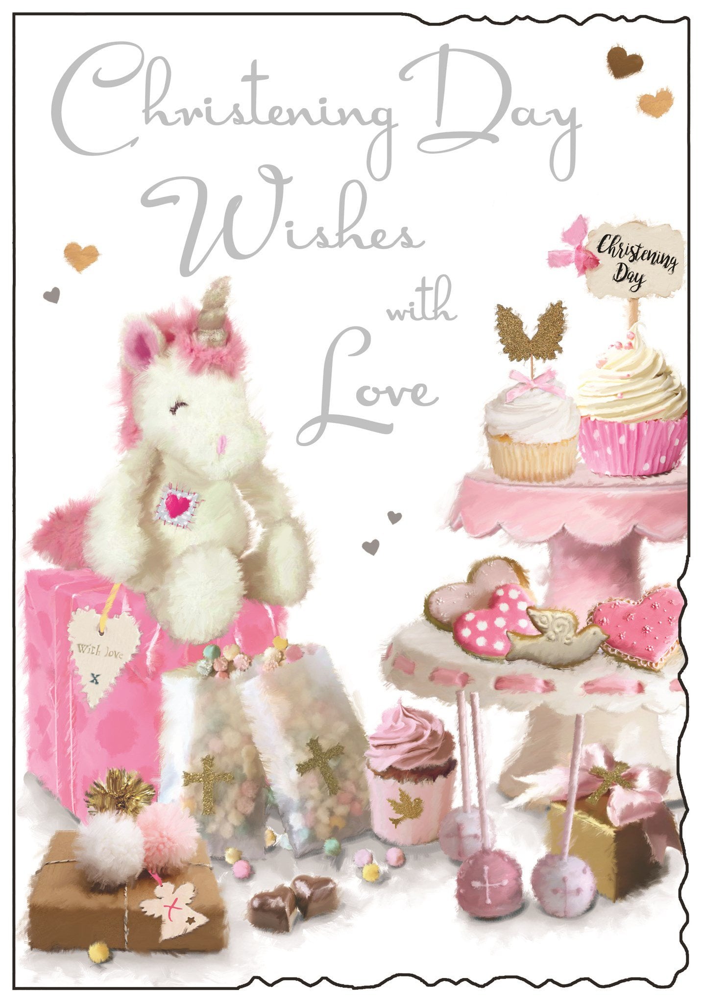 Front of Christening Day Girl Wishes Greetings Card