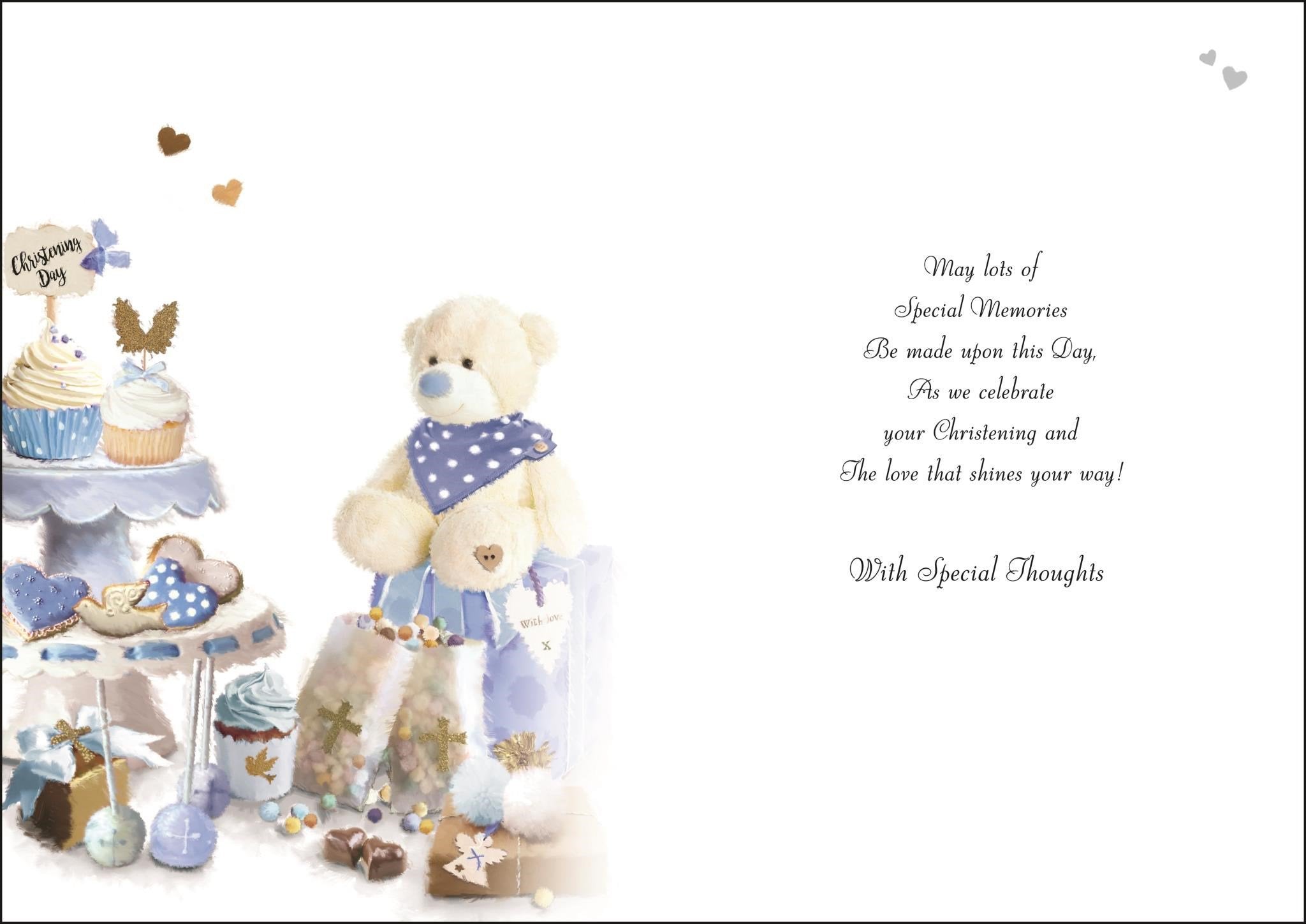 Inside of Christening Day Boy Wishes Greetings Card