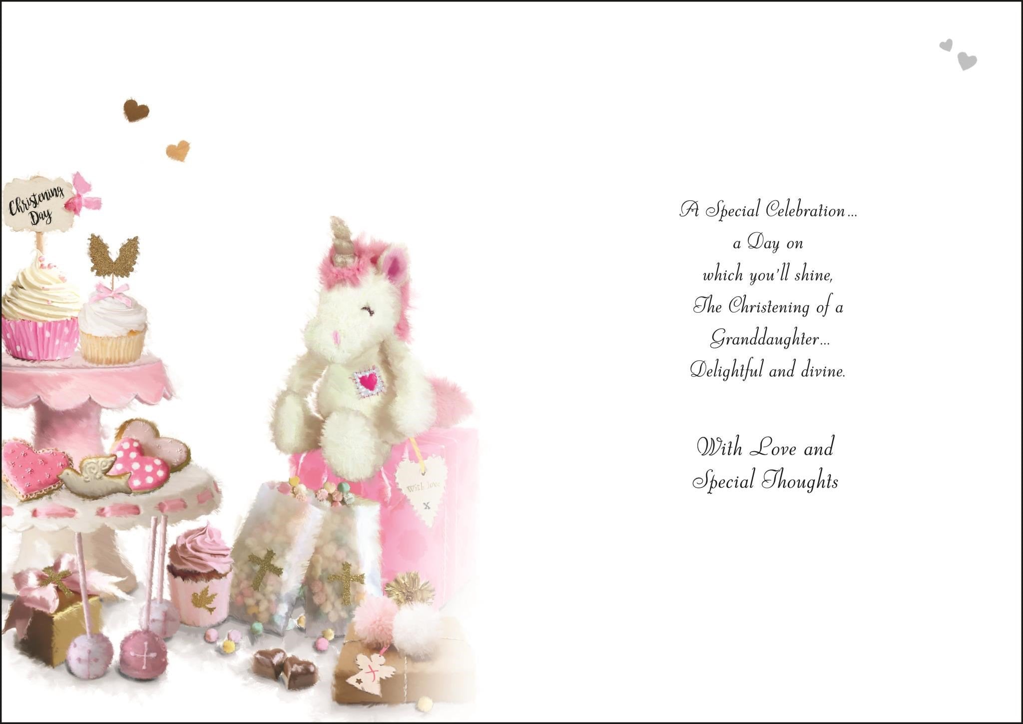 Inside of Christening Granddaughter Greetings Card