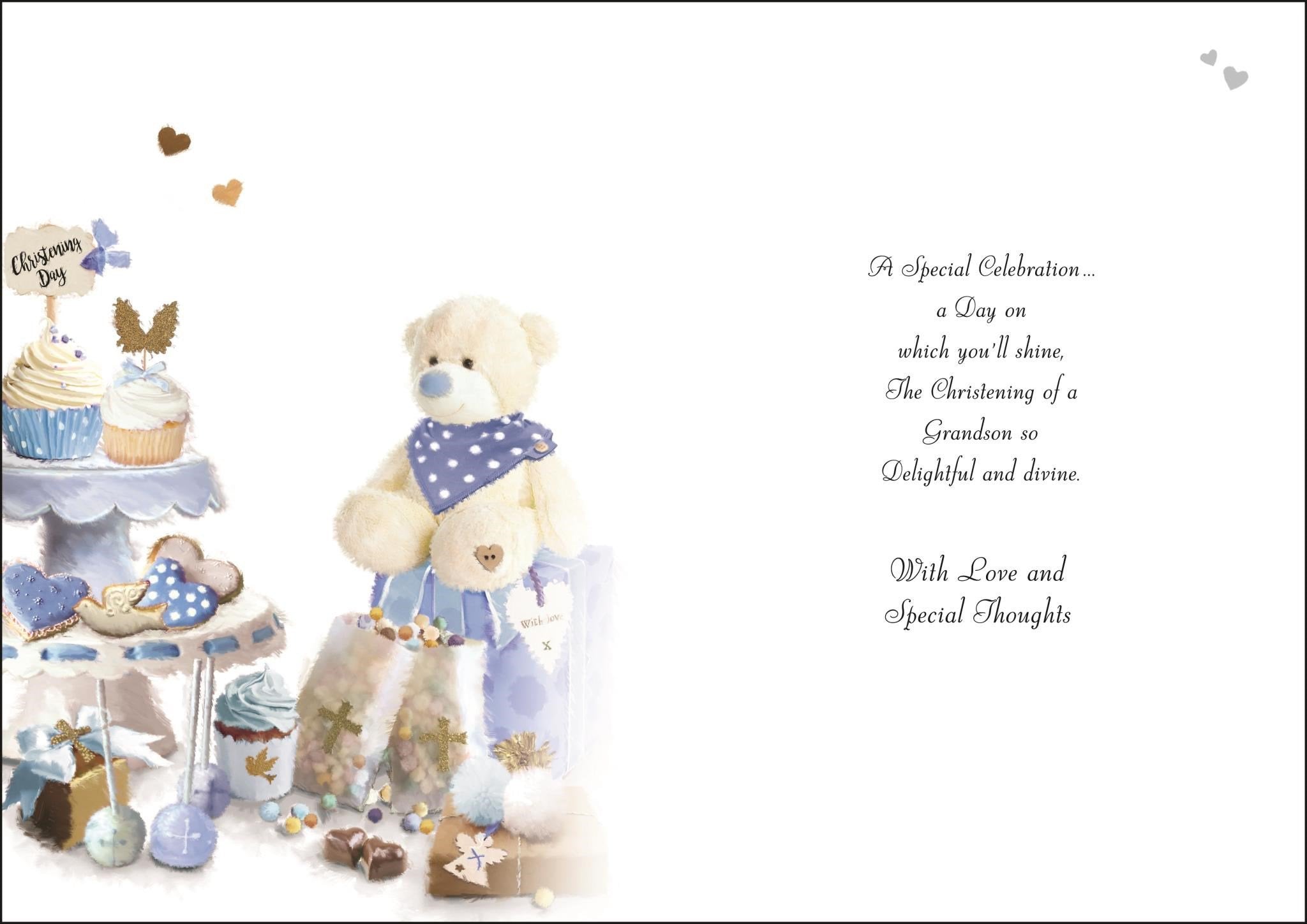 Inside of Christening Grandson Greetings Card