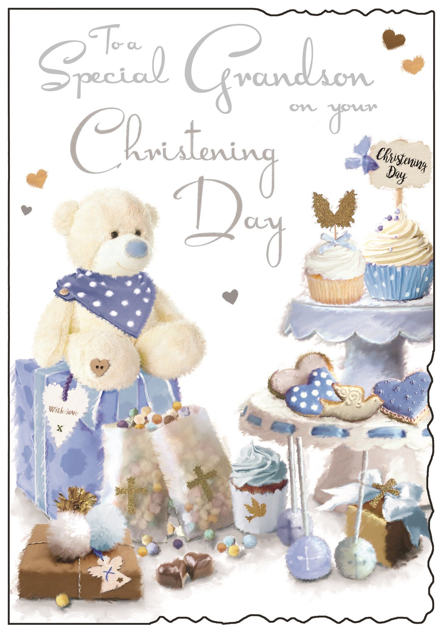 Front of Christening Grandson Greetings Card