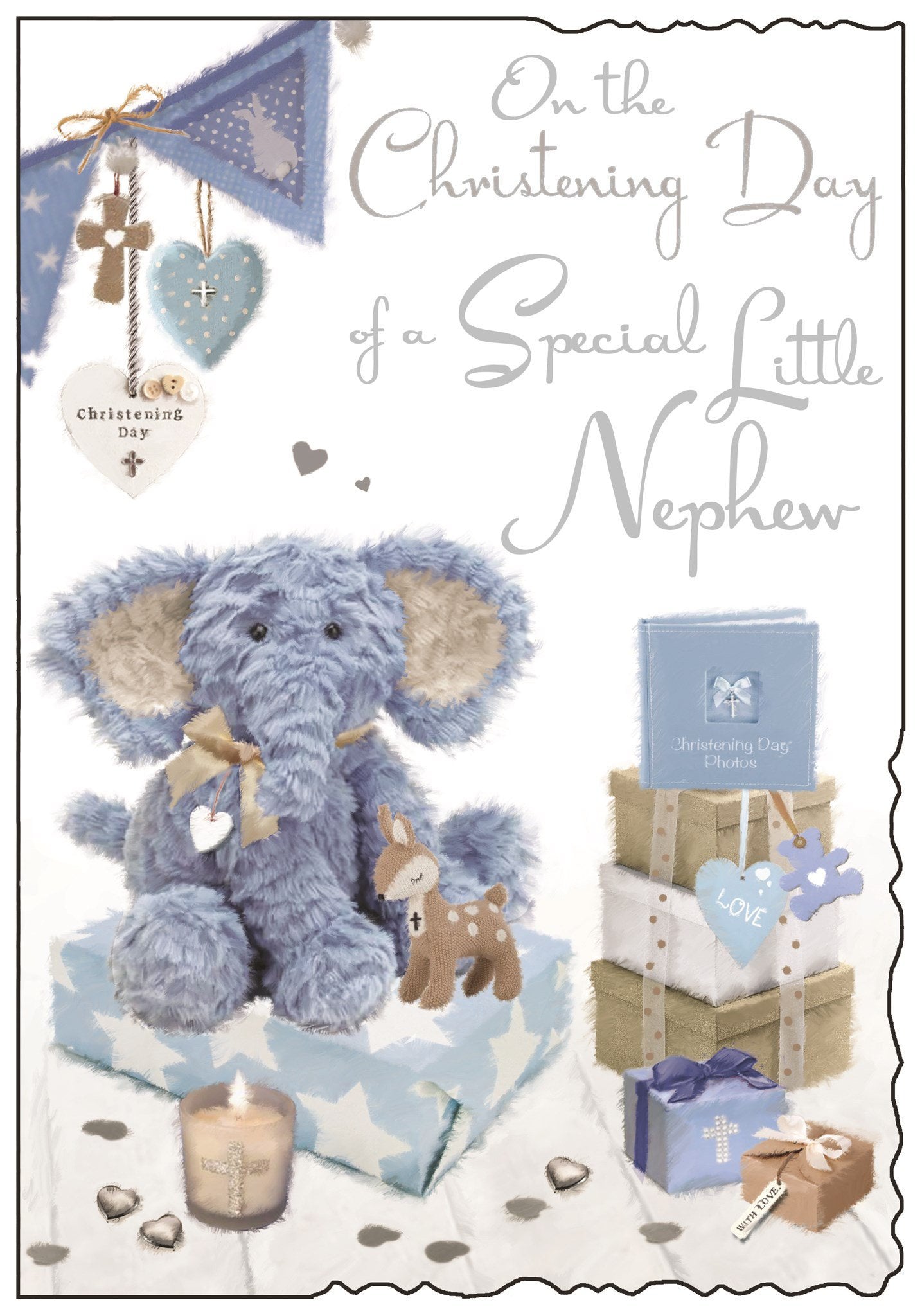 Front of Christening Nephew Greetings Card